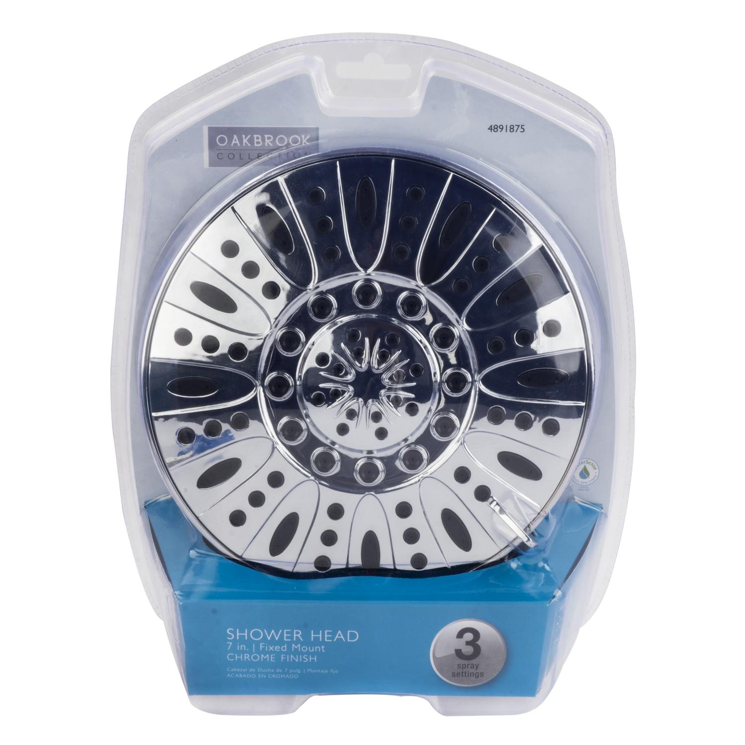 OakBrook Chrome PVC 3 settings Wallmount Showerhead 1.8 gpm