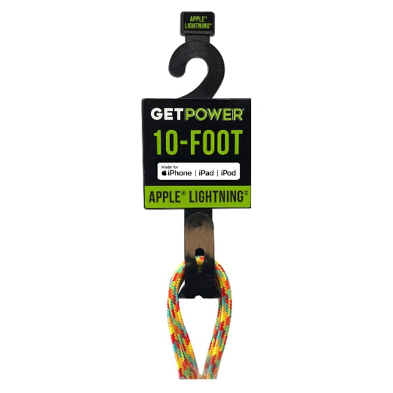 GetPower 10 ft. L Lightning to USB Cables 1 pk