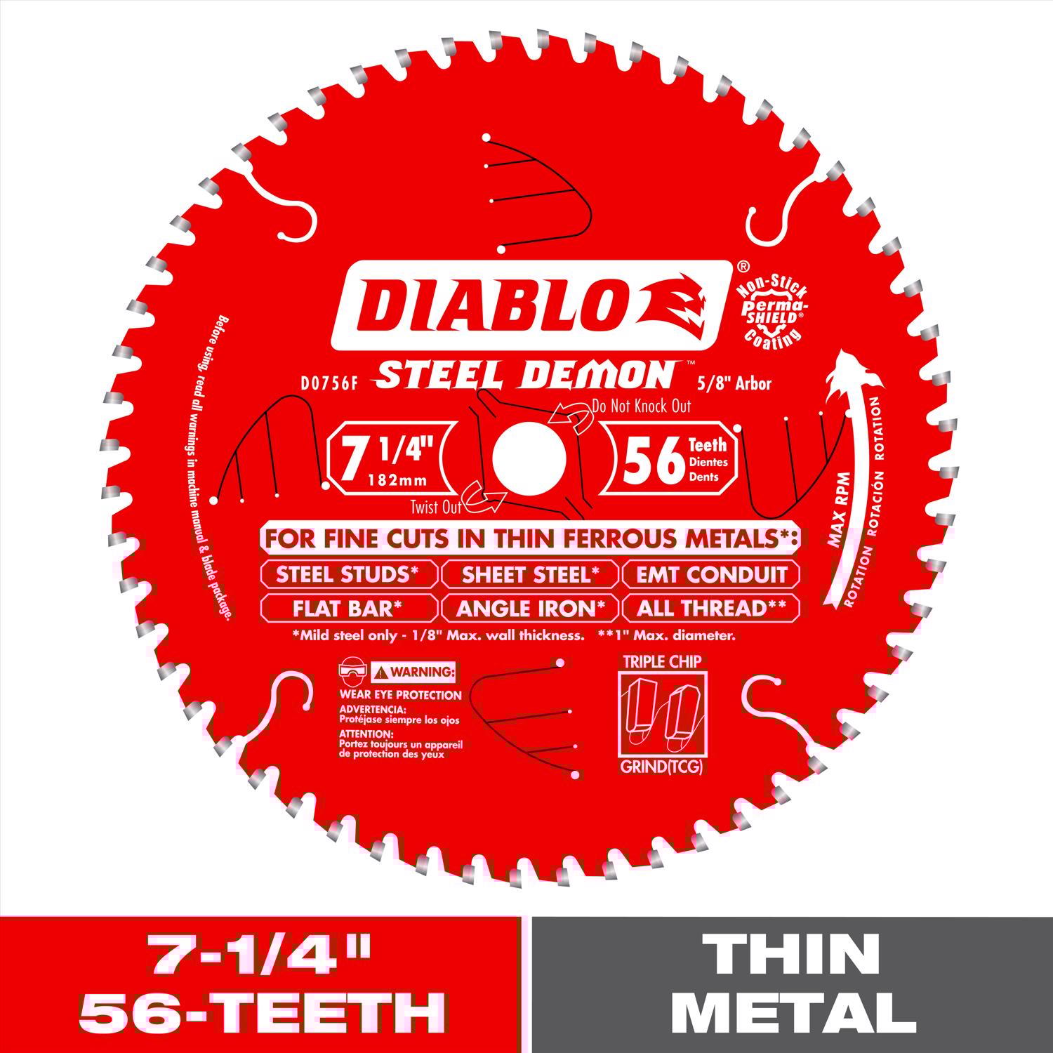 Diablo 7-1/4 in. D X 5/8 in. TiCo Hi-Density Carbide Circular Saw Blade 56 teeth 1 pk