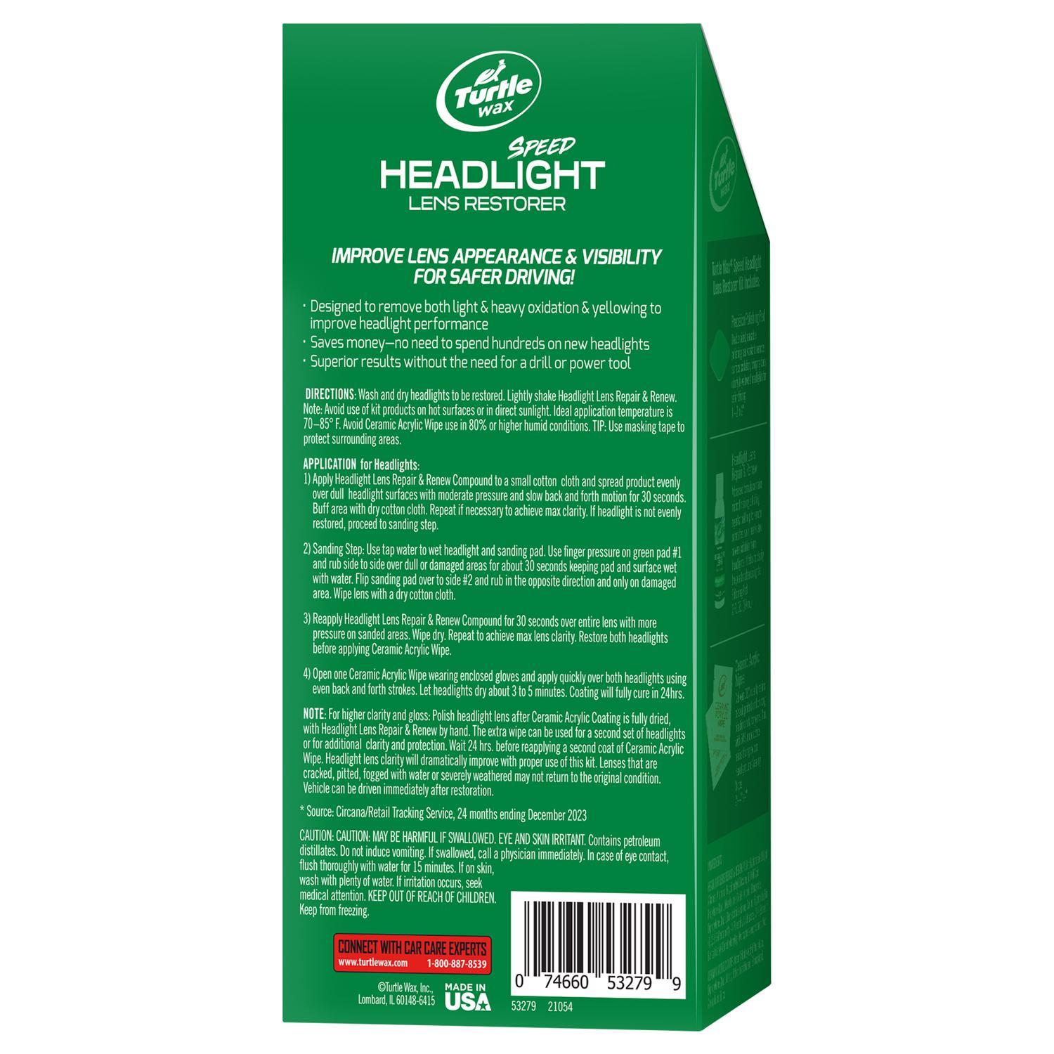 Turtle Wax Glass/Metal/Plastic Headlight Restorer Kit