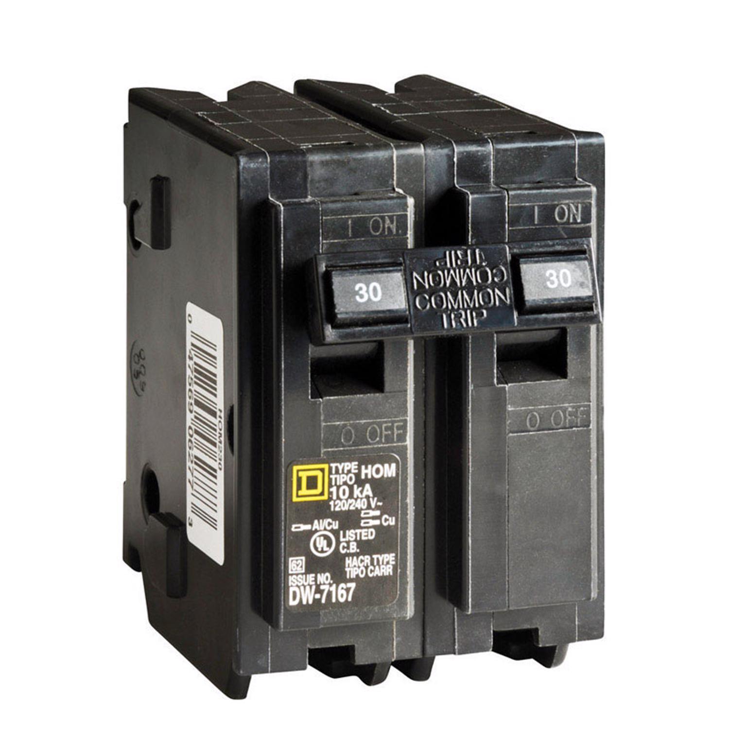 Square D HomeLine 30 amps Surge 2-Pole Circuit Breaker