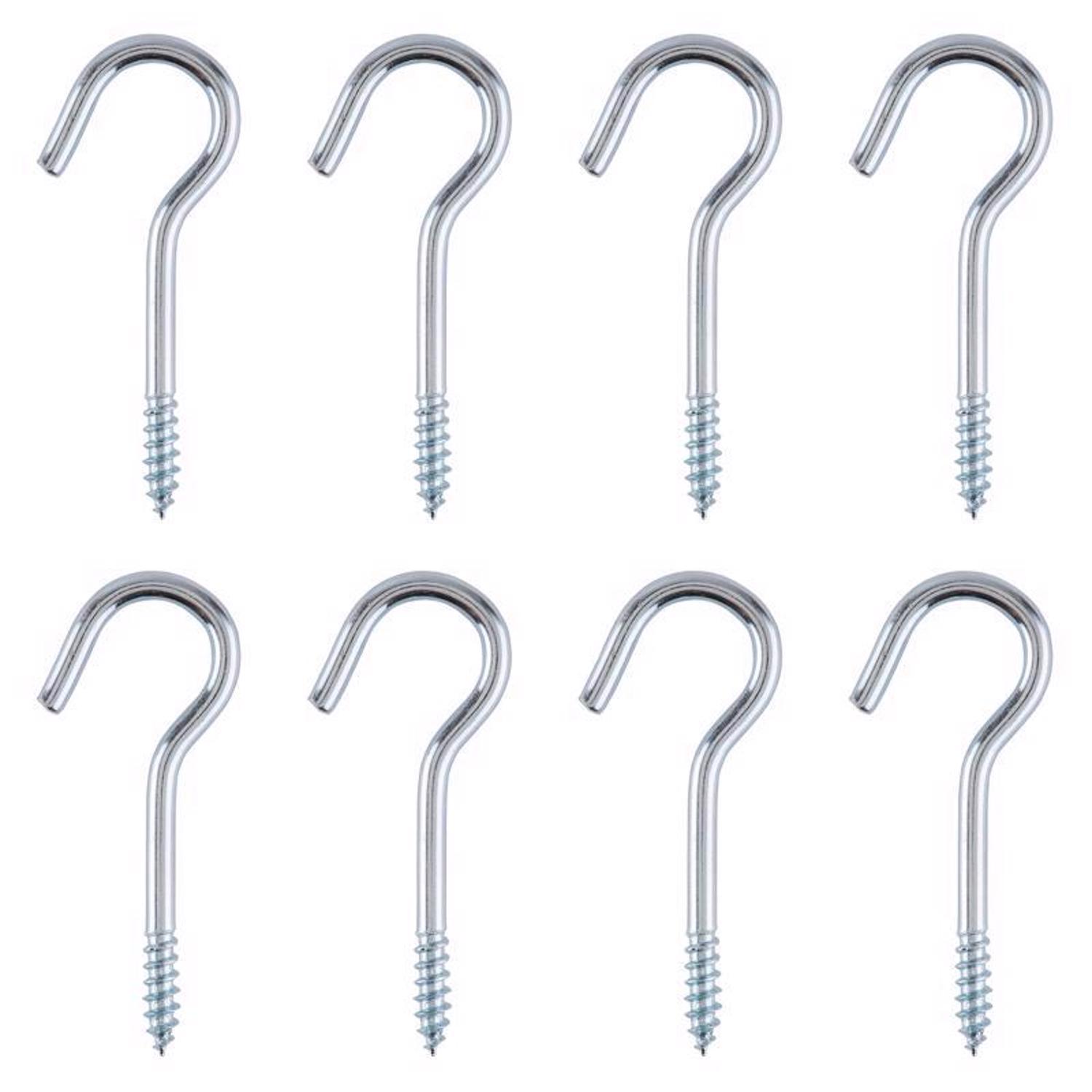 Ace Small Zinc-Plated Silver Steel 1.6875 in. L Ceiling Hook 25 lb 8 pk