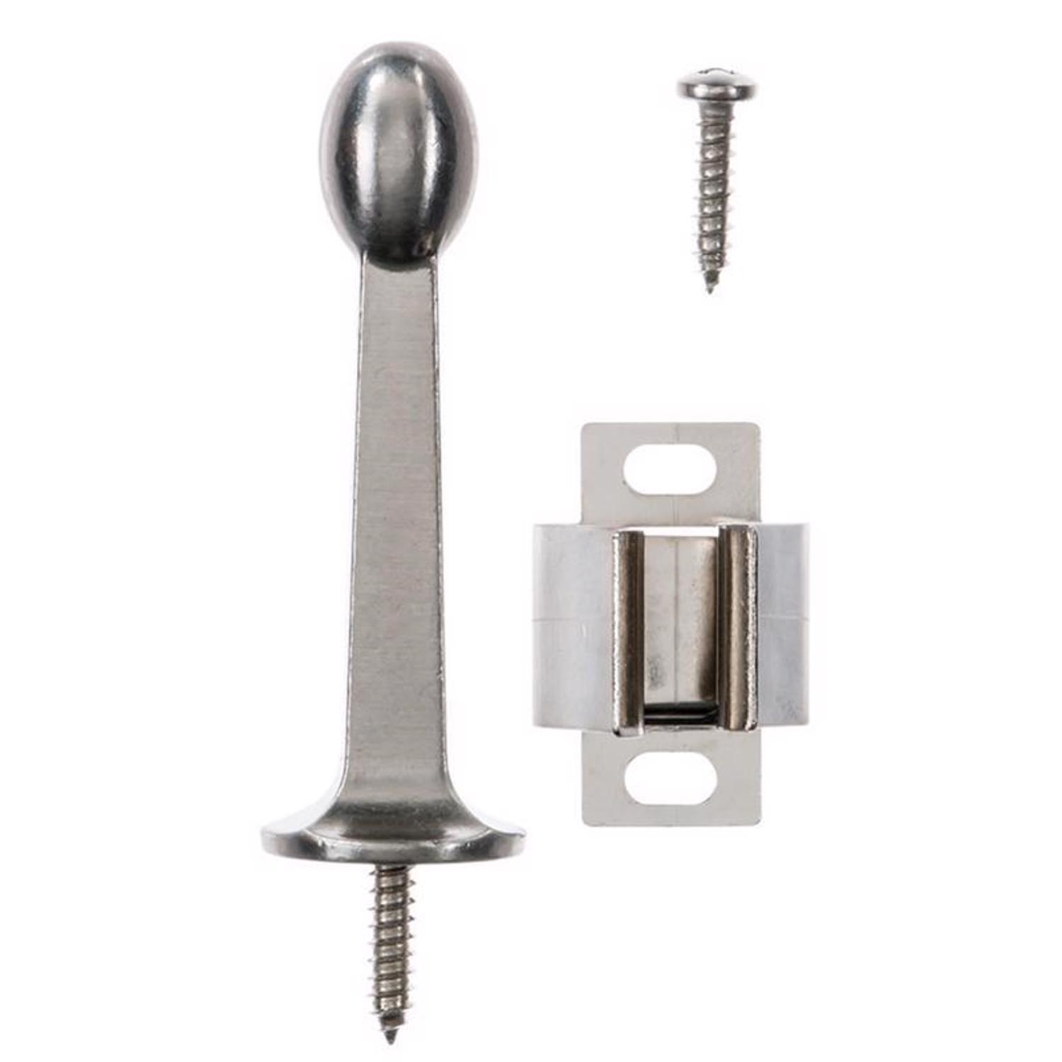 Ace 3 in. W Metal Satin Nickel Silver Rigid Door Stop w/Holder Mounts to door and wall 5/32 in.