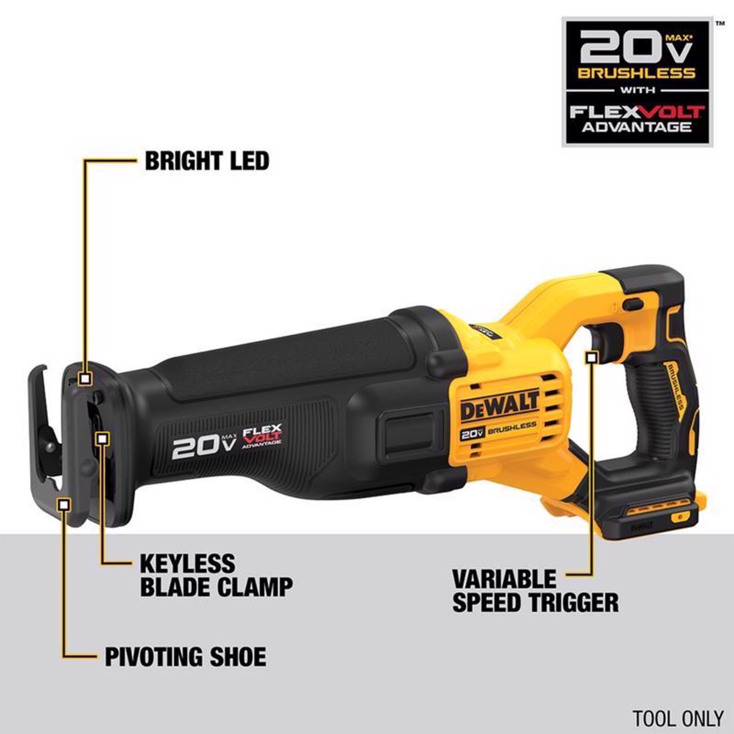 DeWalt 20V MAX FLEXVOLT ADVANTAGE Cordless Brushless Reciprocating Saw Tool Only