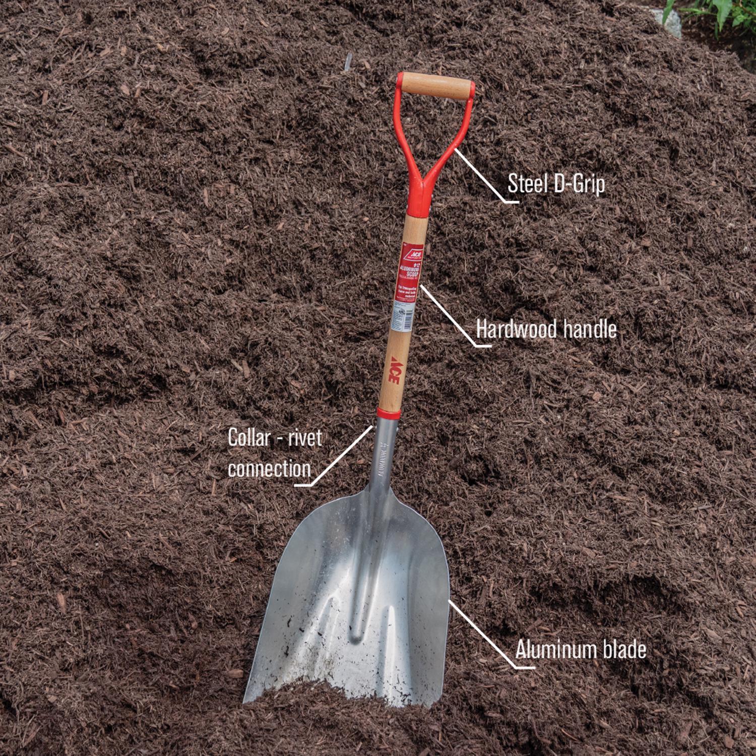 Ace 45 in. Aluminum Scoop General Purpose Shovel Wood Handle