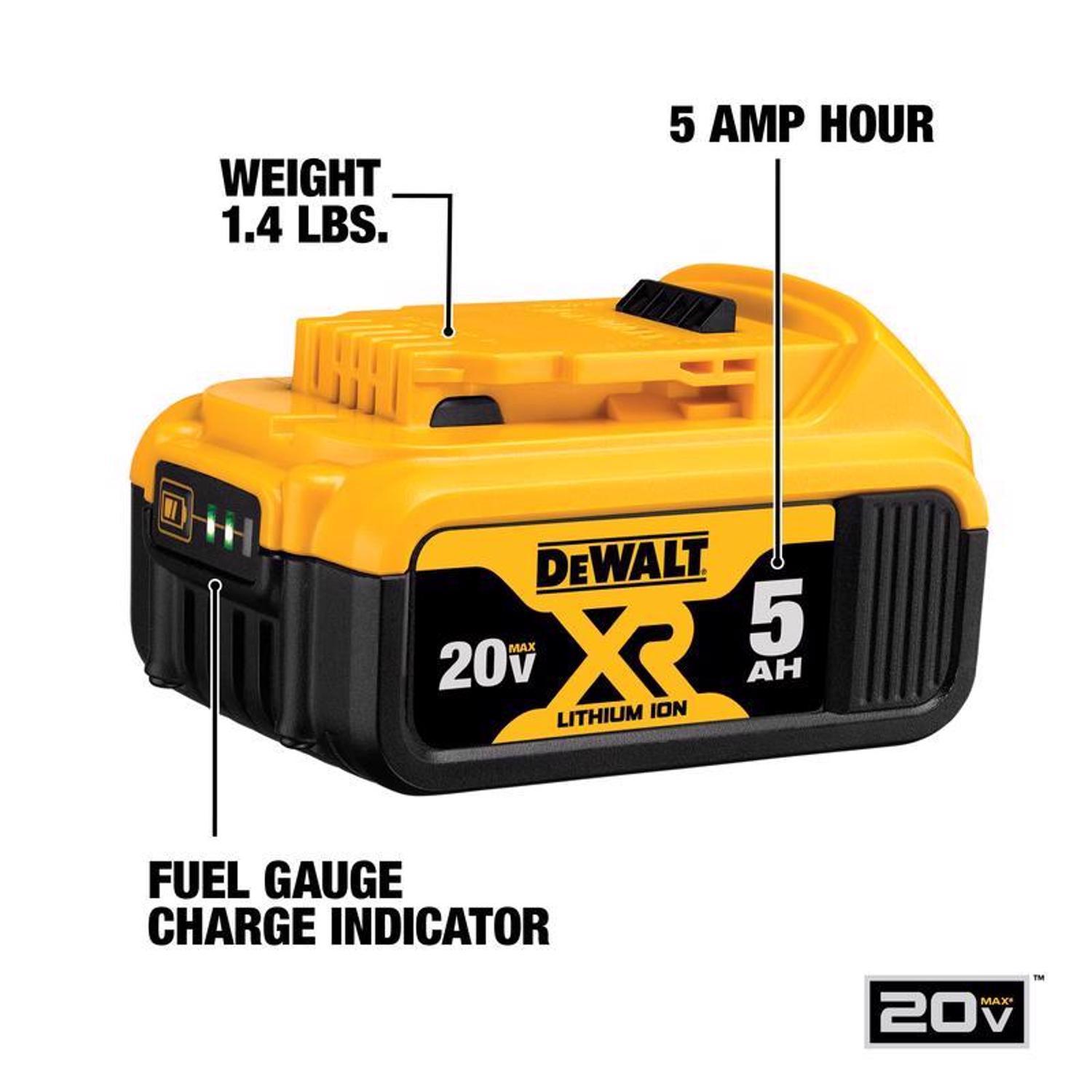 DeWalt 20V MAX XR DCB205-2 5 Ah Lithium-Ion Battery Combo Pack 2 pc