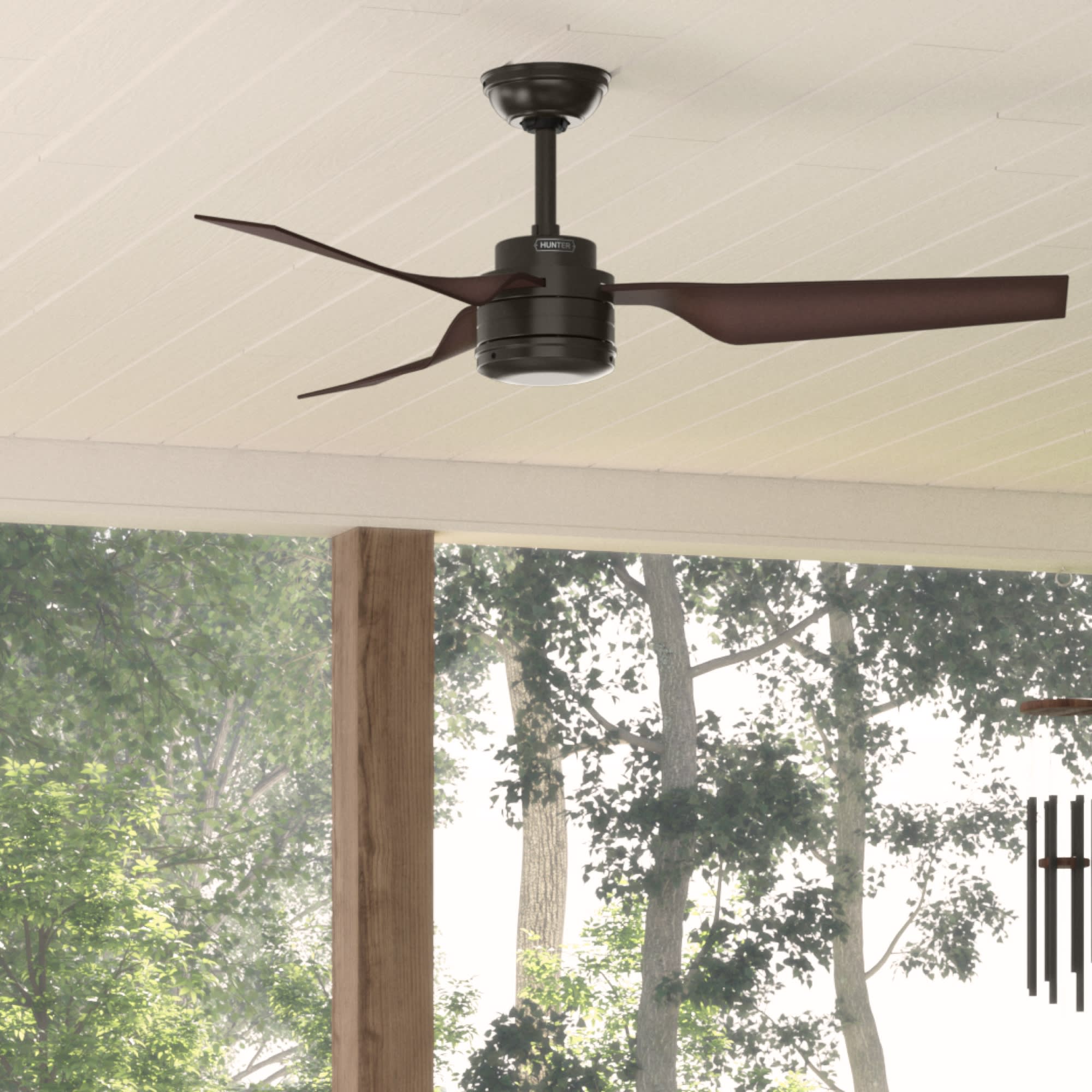 Hunter Fan Cabo Frio 52 inch New Bronze with Coffee Beech Blades Outdoor Ceiling Fan