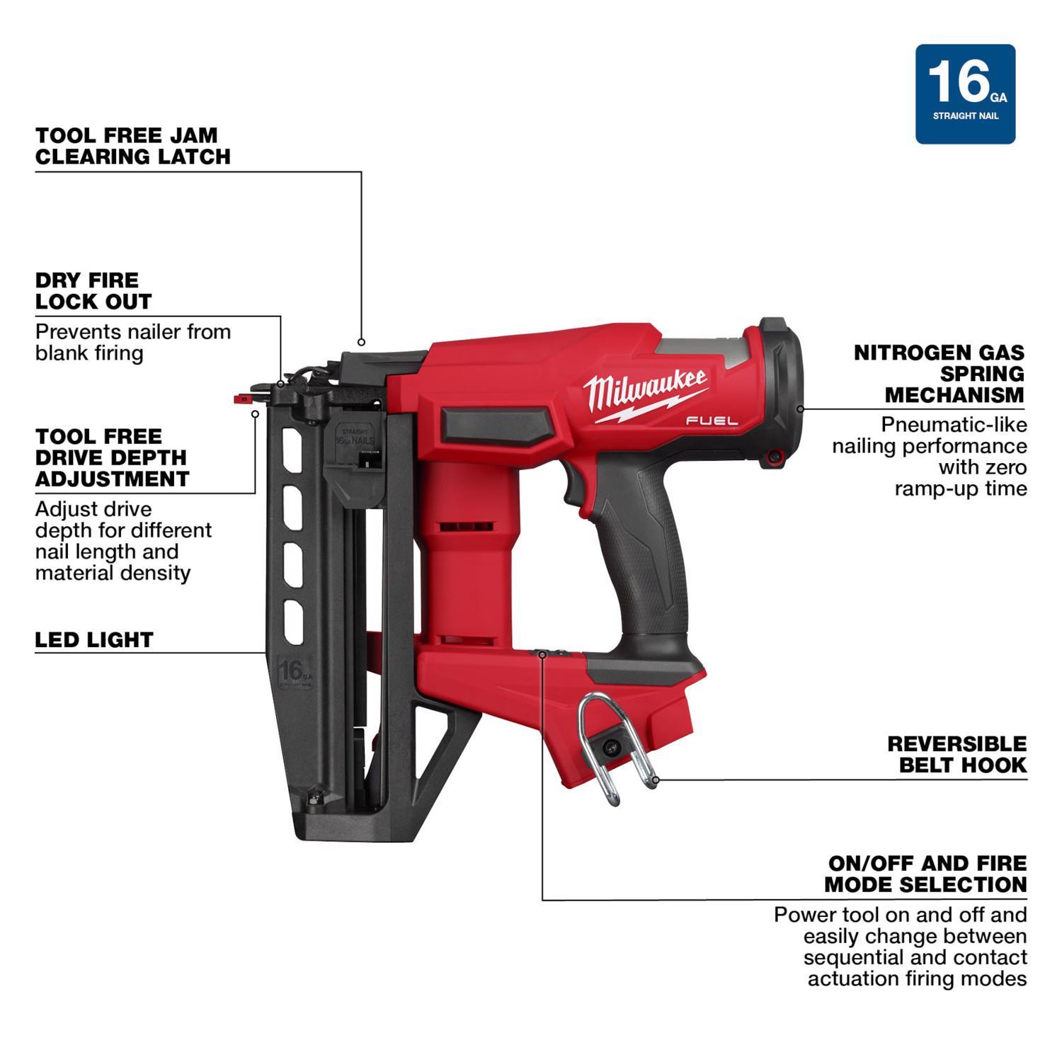 Milwaukee M18 FUEL 16 Ga. 18 Volt Brushless Finish Nailer