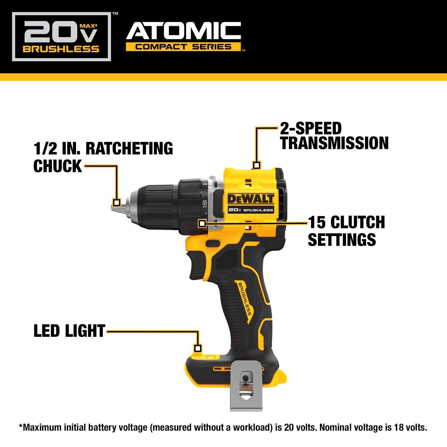 DeWalt 20V MAX ATOMIC 1/2 in. Brushless Cordless Drill/Driver Tool Only