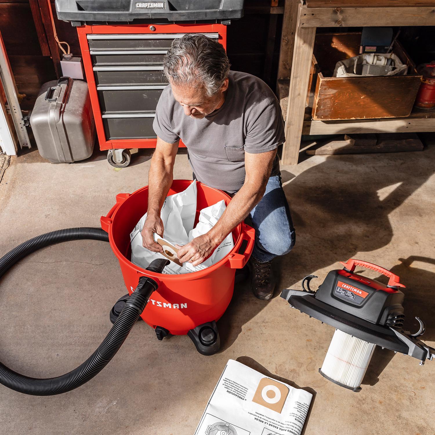 Craftsman 2 in. L X 10 in. W Vacuum Dust Bag 16-20 gal 3 pc