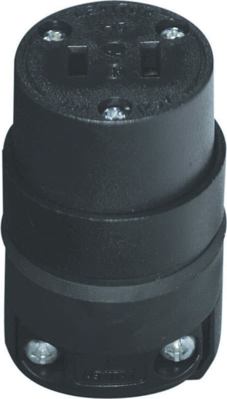 Leviton Commercial and Residential Rubber Non-Polarized Connector 1-15R 18-12 AWG 2 Pole 2 Wire