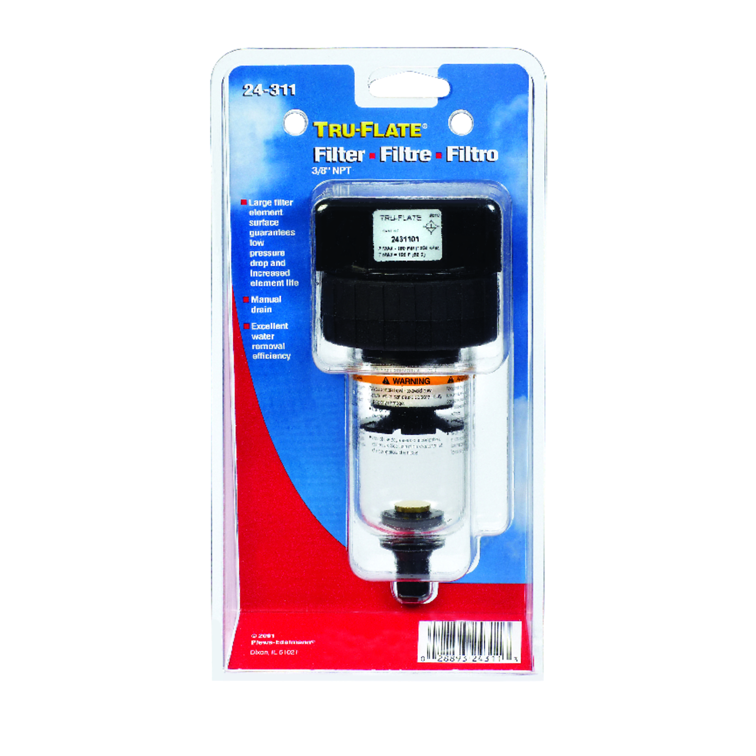 Tru-Flate Plastic Filter 3/8 in. NPT 150 psi 1 pc