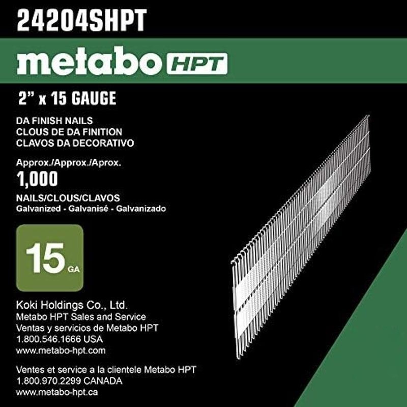 Metabo HPT Finish Nails, 2in. x 15 Gauge, Galvanized, 1000 Count