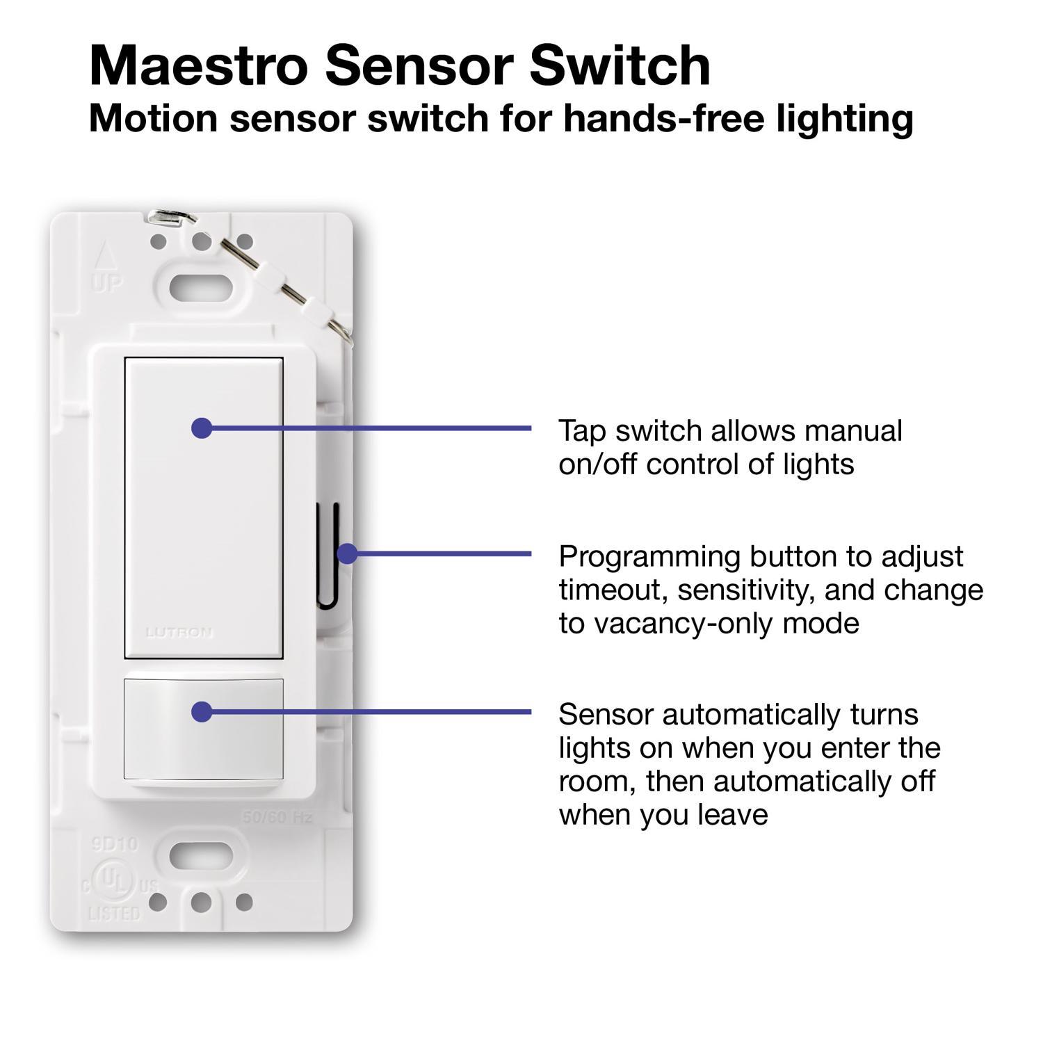 Lutron Maestro Occupancy 2 Amps Single Pole Motion Sensor Switch White 1 Pack Stine Home Yard The Family You Can Build Around