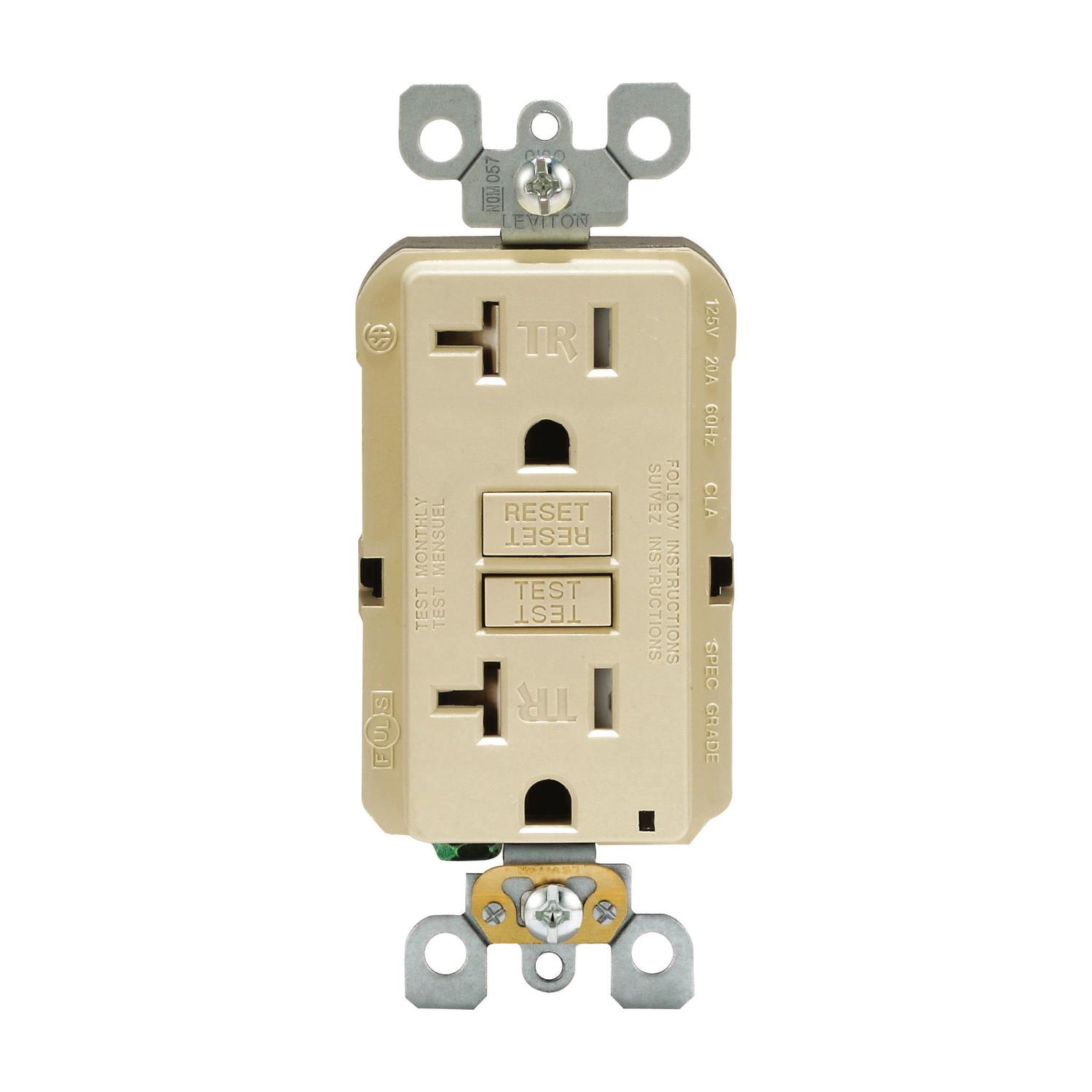 Leviton SmartlockPro 20 amps 125 V Duplex Ivory GFCI Outlet 5-20R 1 pk