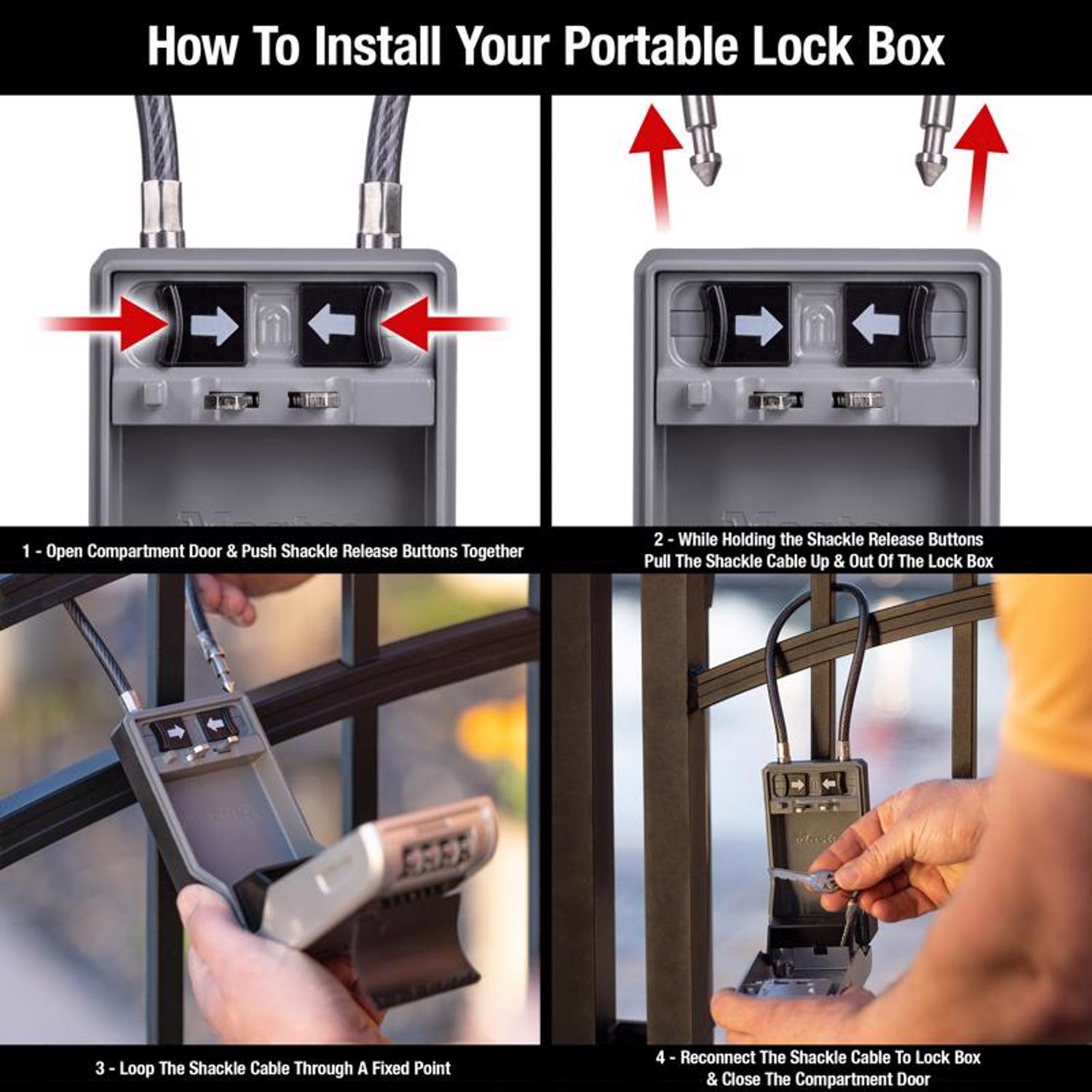 Master Lock 5.2 in. H X 3.4 in. W X 5.2 in. L Metal 4-Digit Combination Lock Box