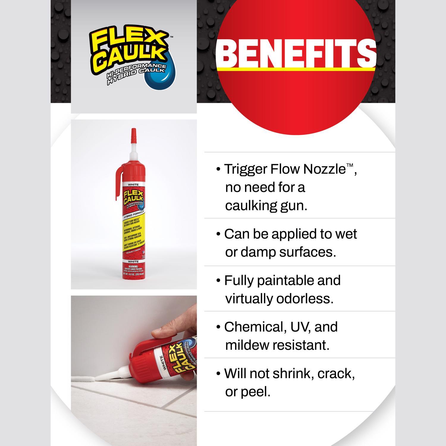 Flex Seal Family of Products Flex Caulk White Polymer Advanced Hybrid Polymer Caulk 9 oz