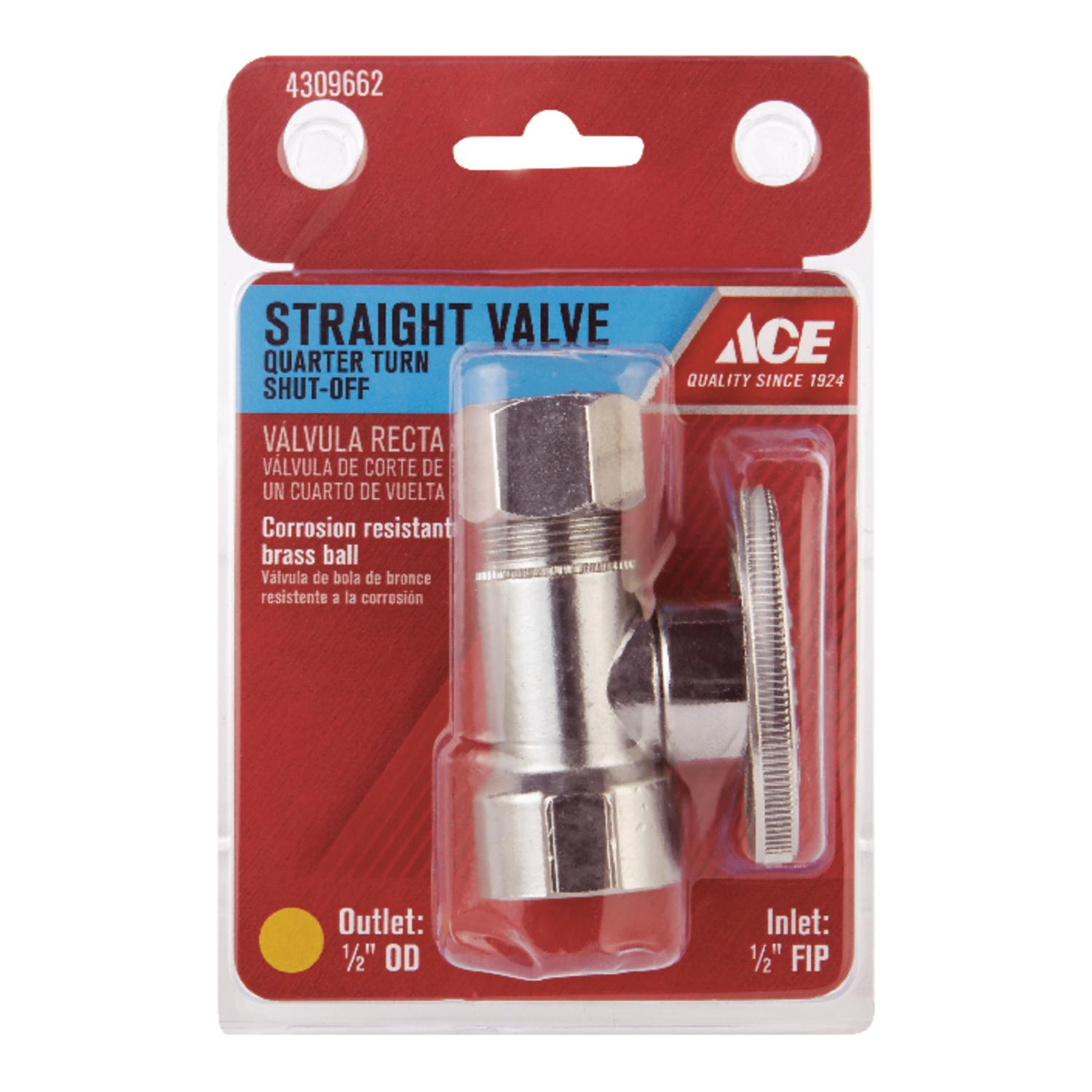 Ace FIP Compression Brass Straight Stop Valve