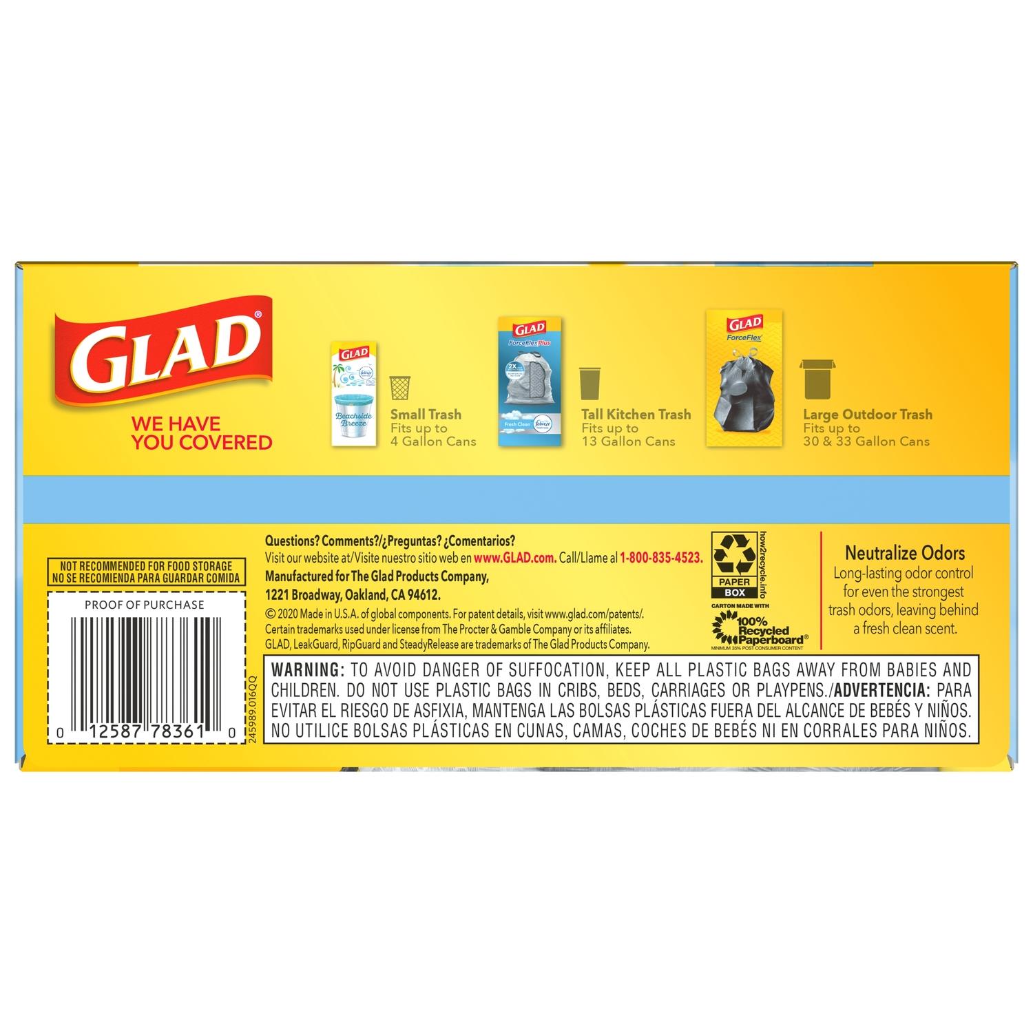 Glad ForceFlex 13 gal Fresh Scent Tall Kitchen Bags Drawstring 40 pk 0.72 mil