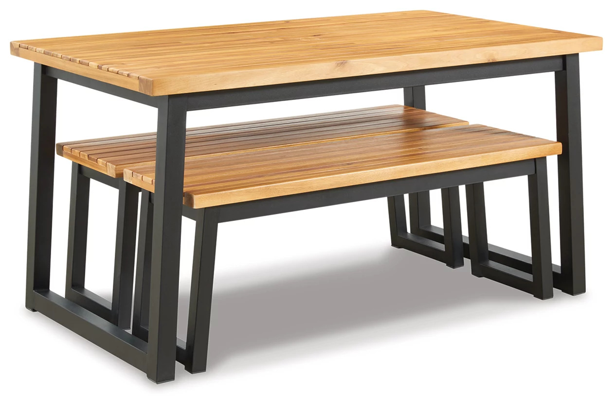 Ashley Town Wood Outdoor 3-Piece Dining Set