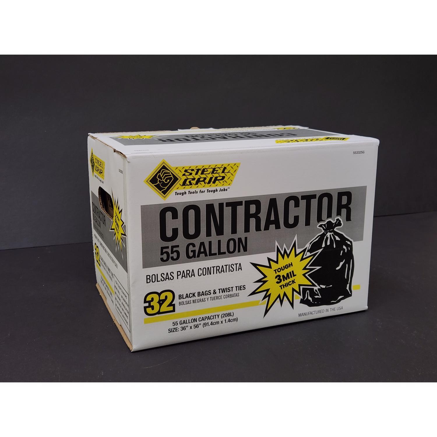 Steel Grip 3Mil 55 gal. Contractor Bags Twist Tie 32 pk