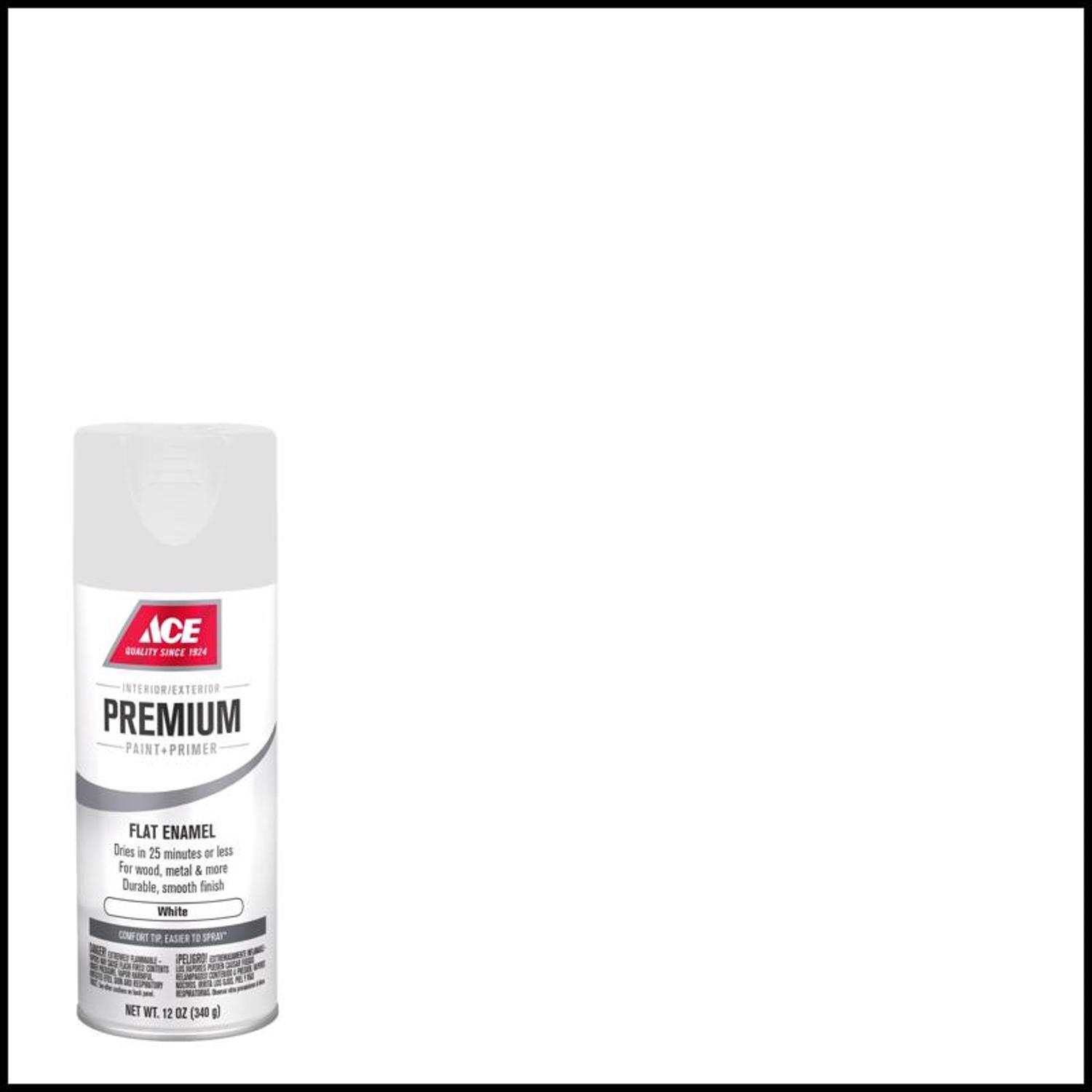 Ace Premium Flat White Paint + Primer Enamel Spray 12 oz
