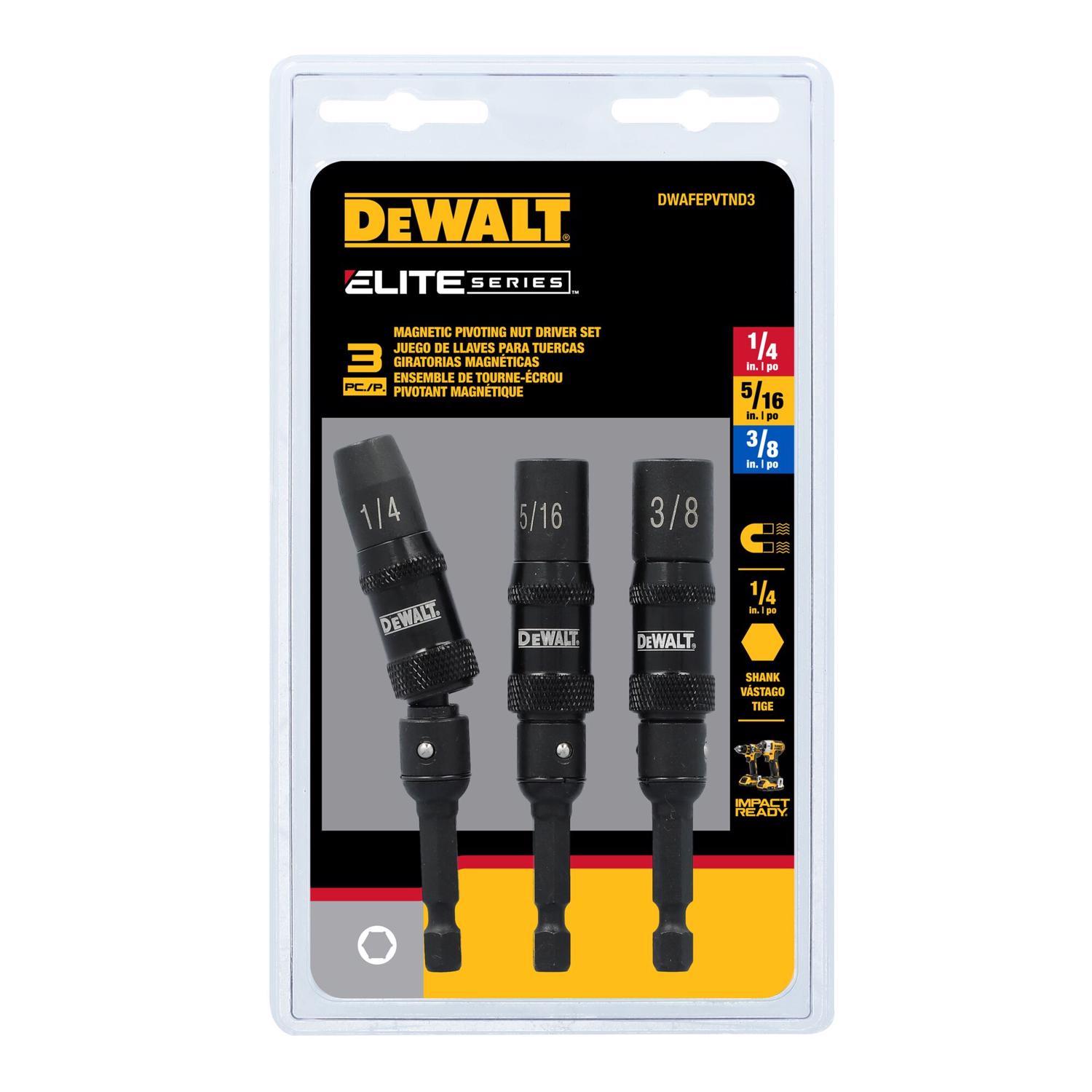 DeWalt Impact Ready Multi Size in. X 2-9/16 in. L Black Oxide Nut Driver Set 3 pc