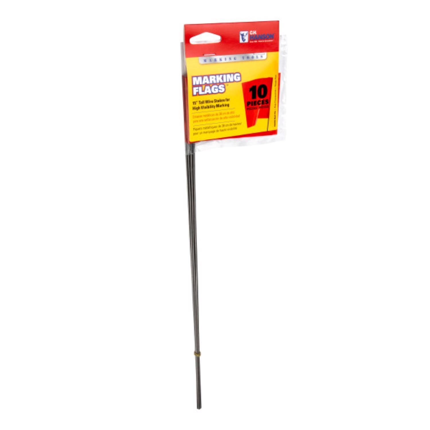 C.H. Hanson 15 in. Fluorescent Red Marking Flags Polyvinyl 10 pk