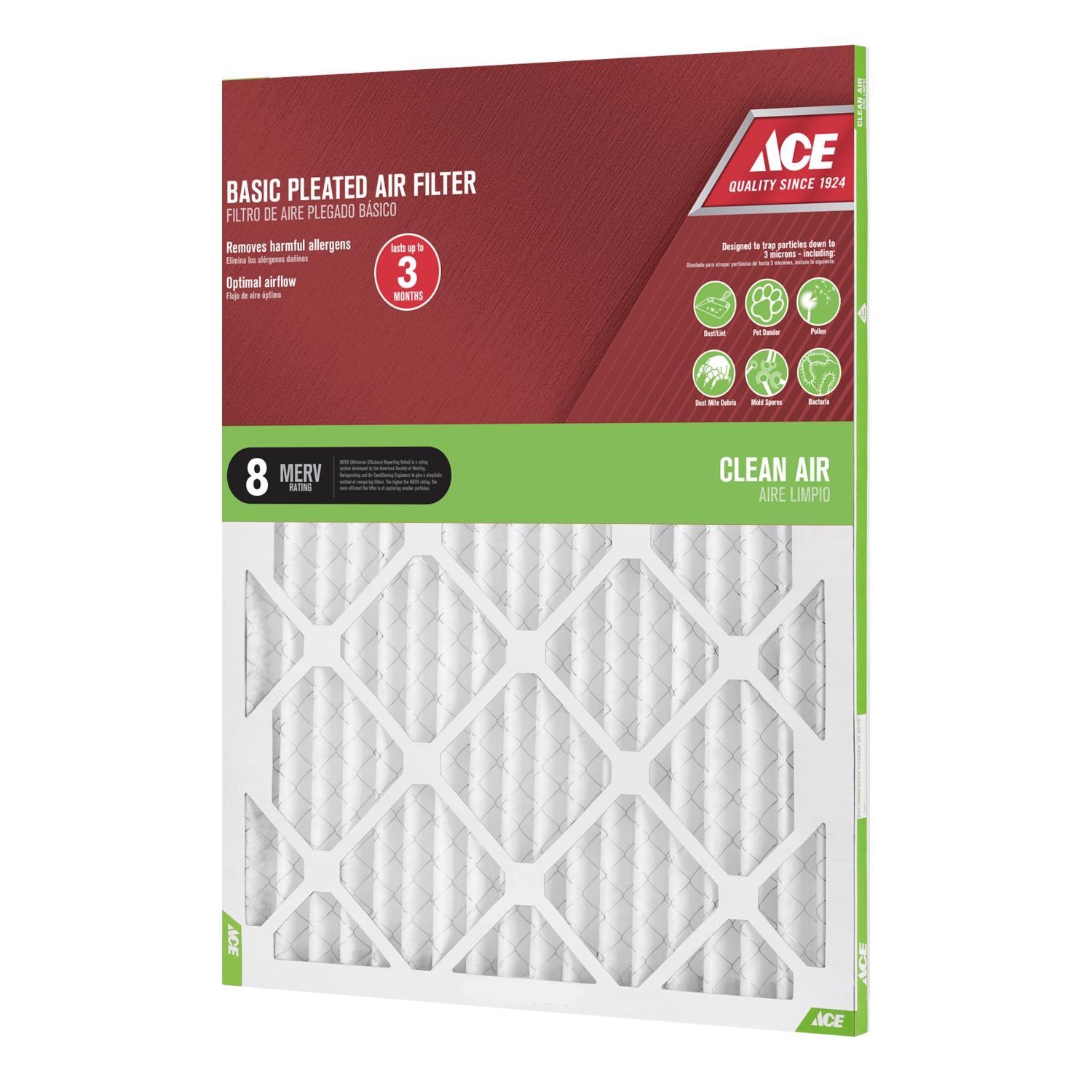 Ace 16 in. W X 24 in. H X 1 in. D Synthetic 8 MERV Pleated Air Filter 1 pk