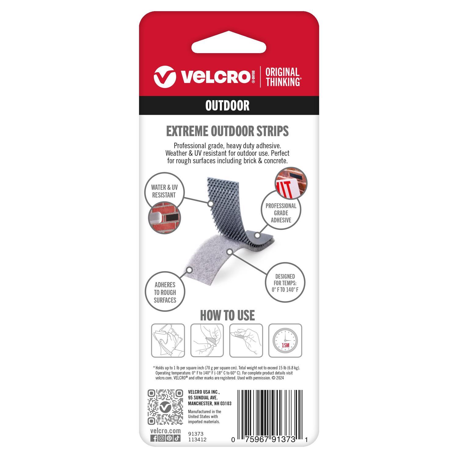 VELCRO Brand Extreme Outdoor Medium Nylon Hook and Loop Fastener 4 in. L 2 pk