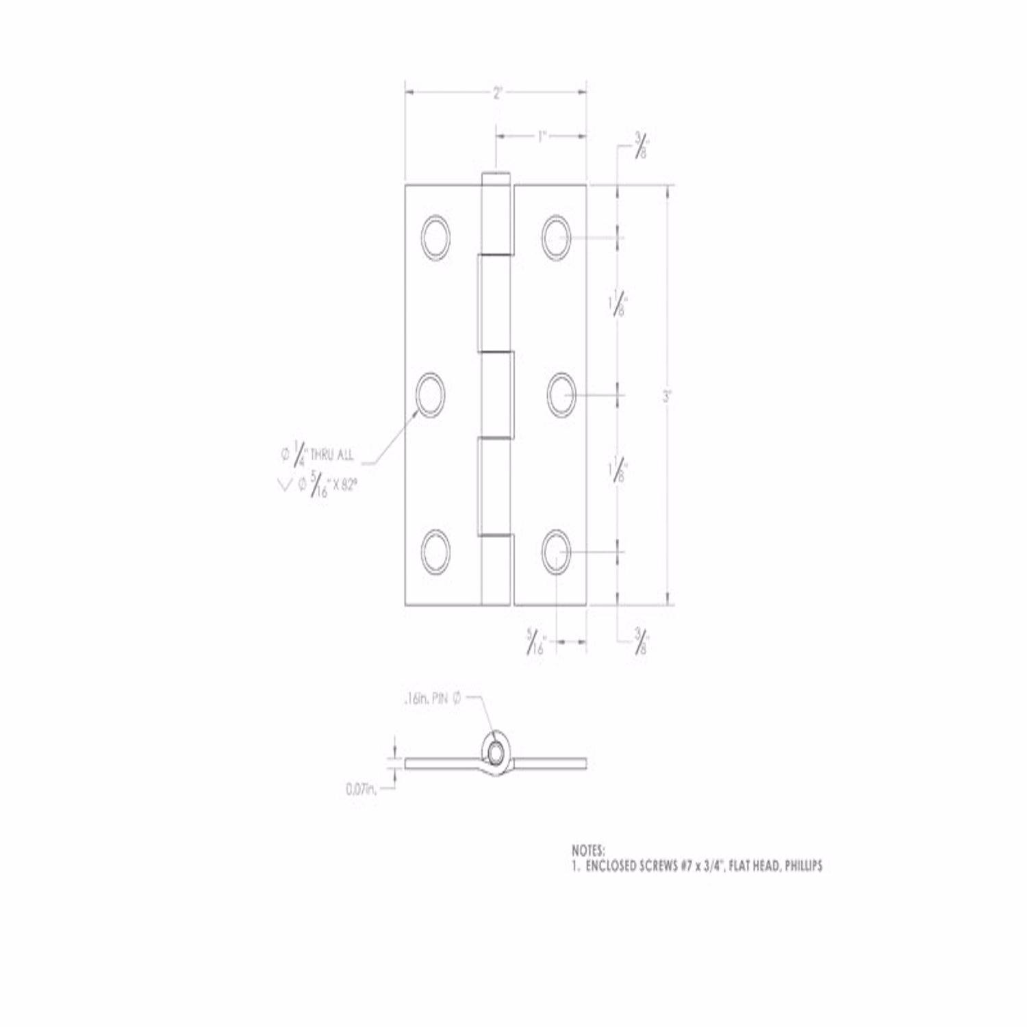 Ace 3 in. L Zinc-Plated Narrow Hinge 2 pk