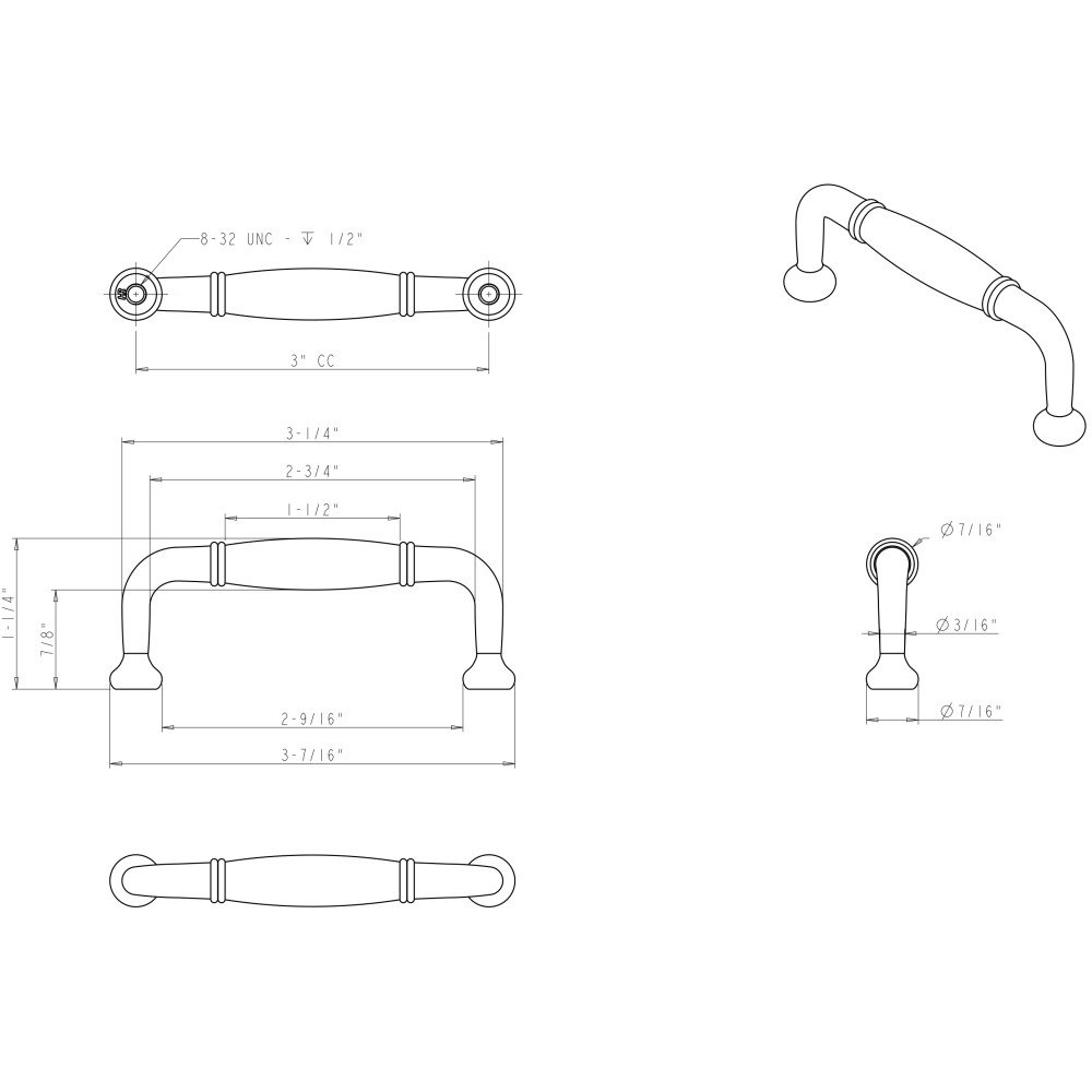 KasaWare 3 in. Center-to-Center Bar Pull in Satin Nickel 2-pack of 3-7/16 in.