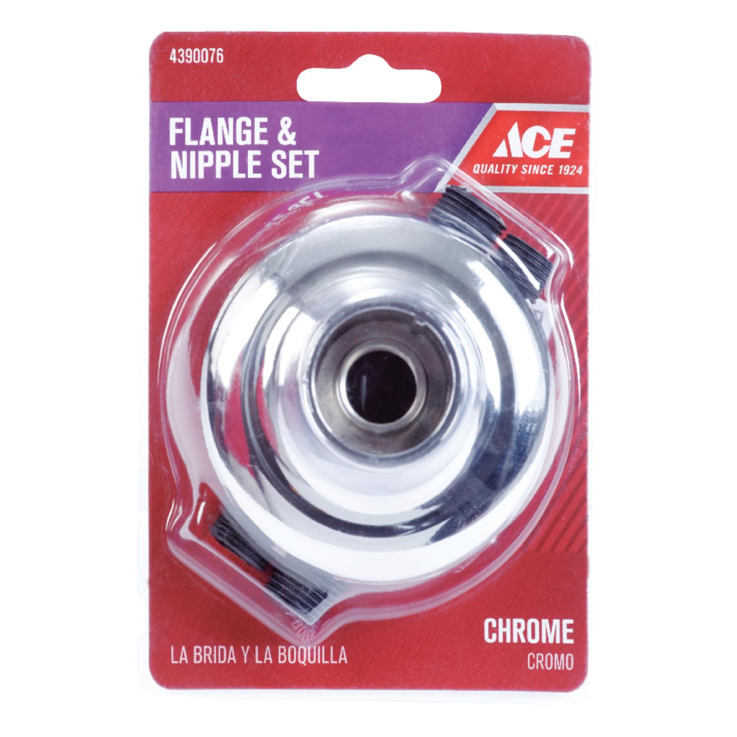Ace Chrome Flange and Nipple Set