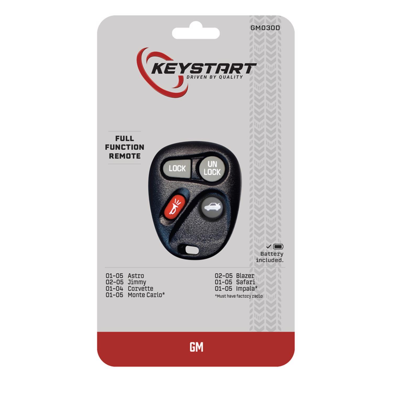 KeyStart GM030 Self Programmable Remote Automotive Remote HD Key Remote Only For General Motors