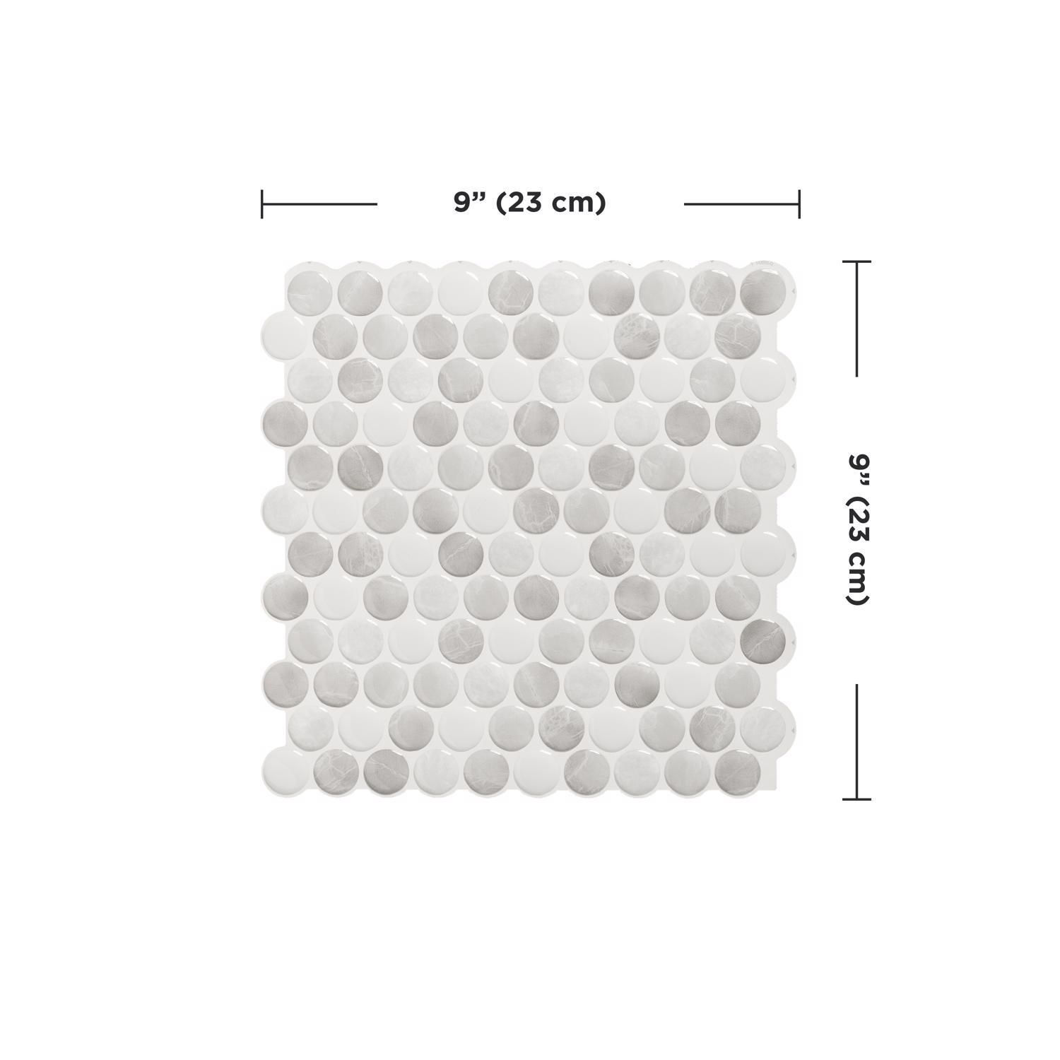 Smart Tiles 8.95 in. W X 8.97 in. L Gray Glazed Vinyl Adhesive Wall Tile 4 pc