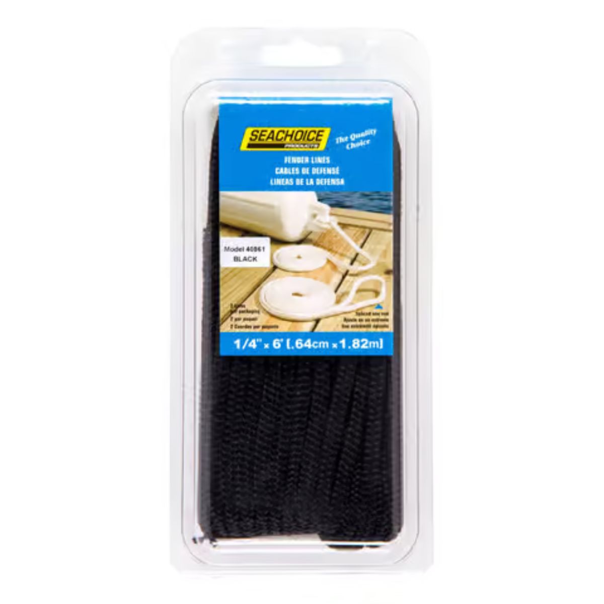 Seachoice Black Nylon Fender Lines 72 in. x 1/4 in.