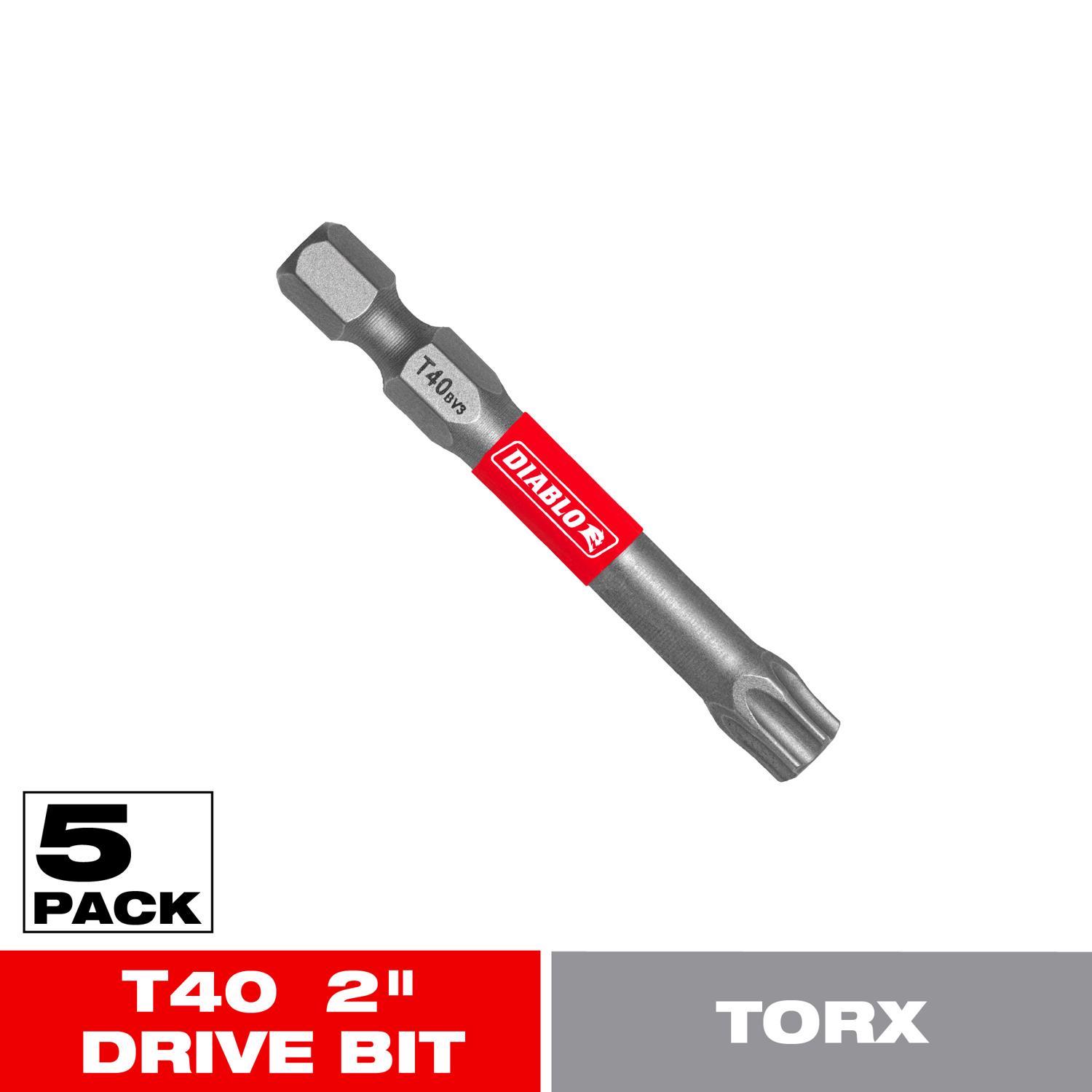Diablo Torx #40 X 2 in. L Driver Bit Black Oxide 5 pk