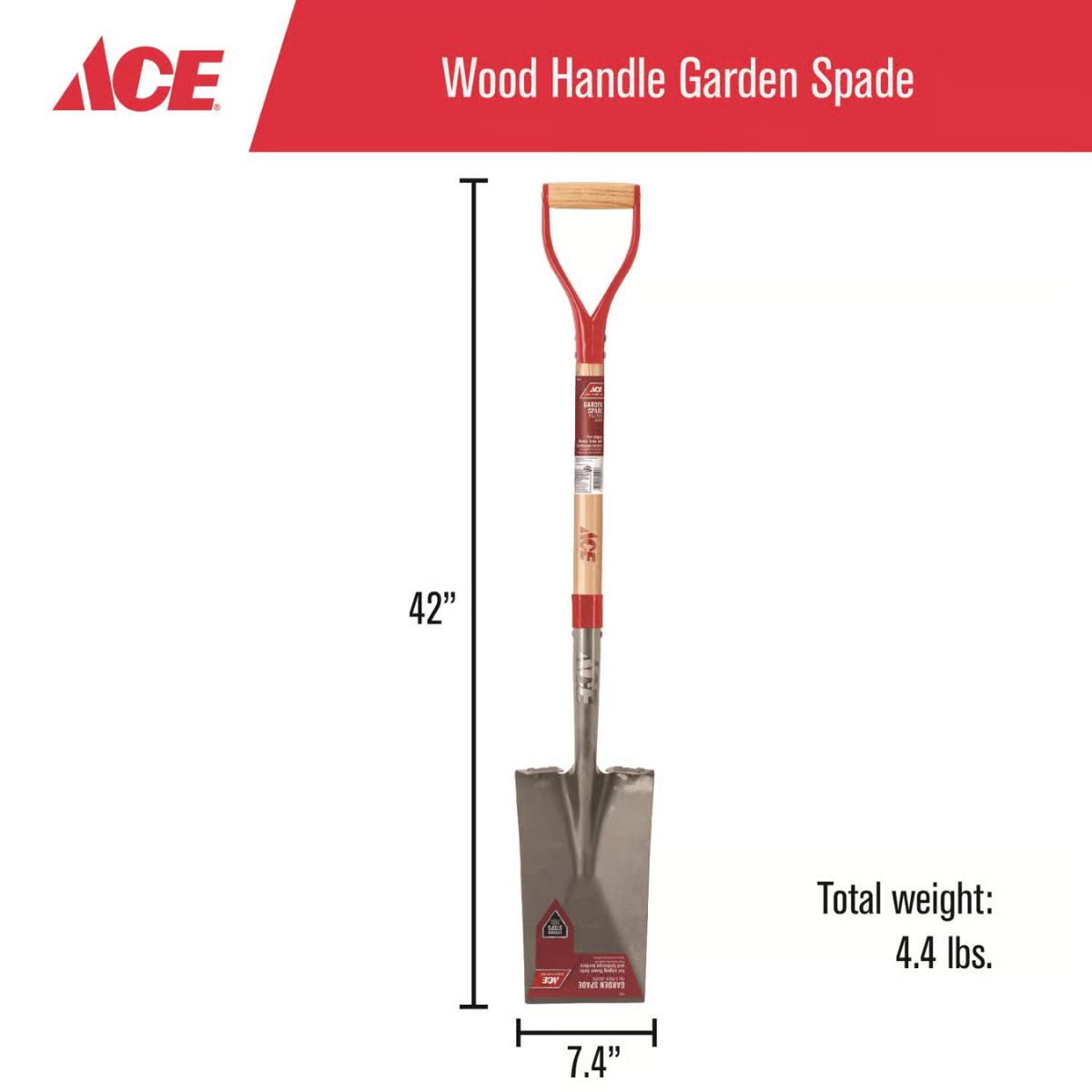 Ace 41.5 in. Steel Garden Spade Wood Handle