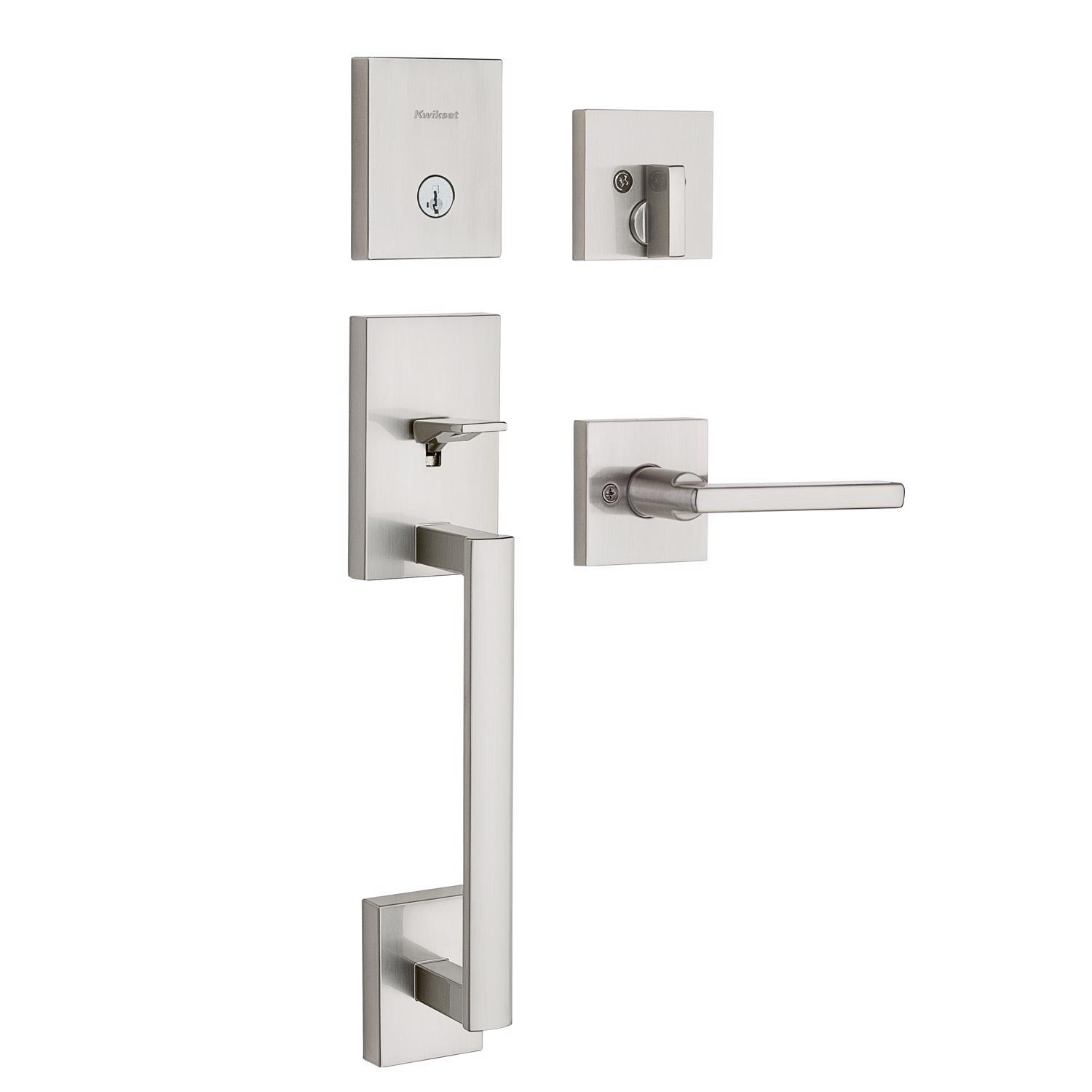 Kwikset SmartKey San Clemente Satin Nickel Handleset Right or Left Handed