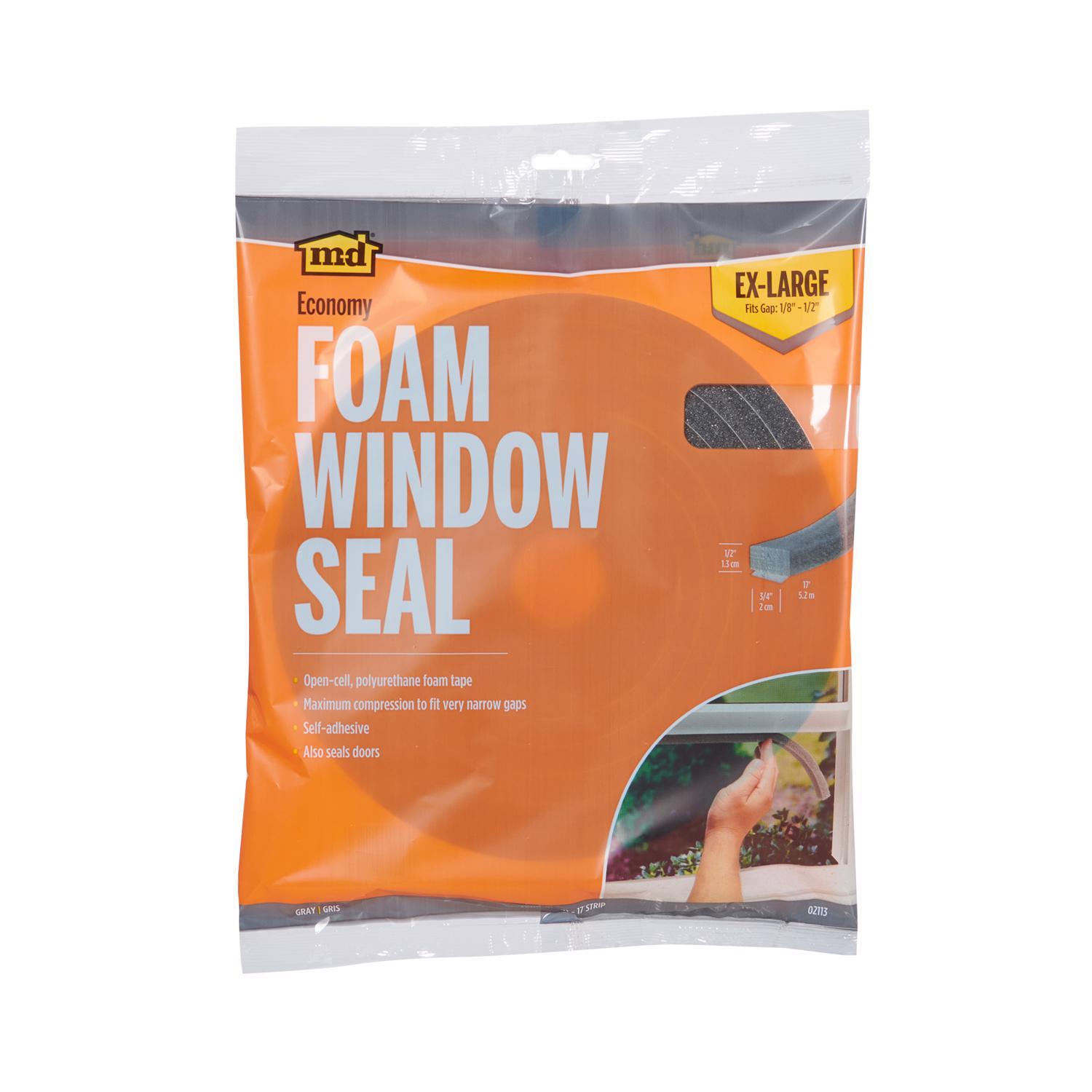 M-D Gray Foam Weather Stripping Tape For Doors and Windows 17 ft. L X 1/2 in.