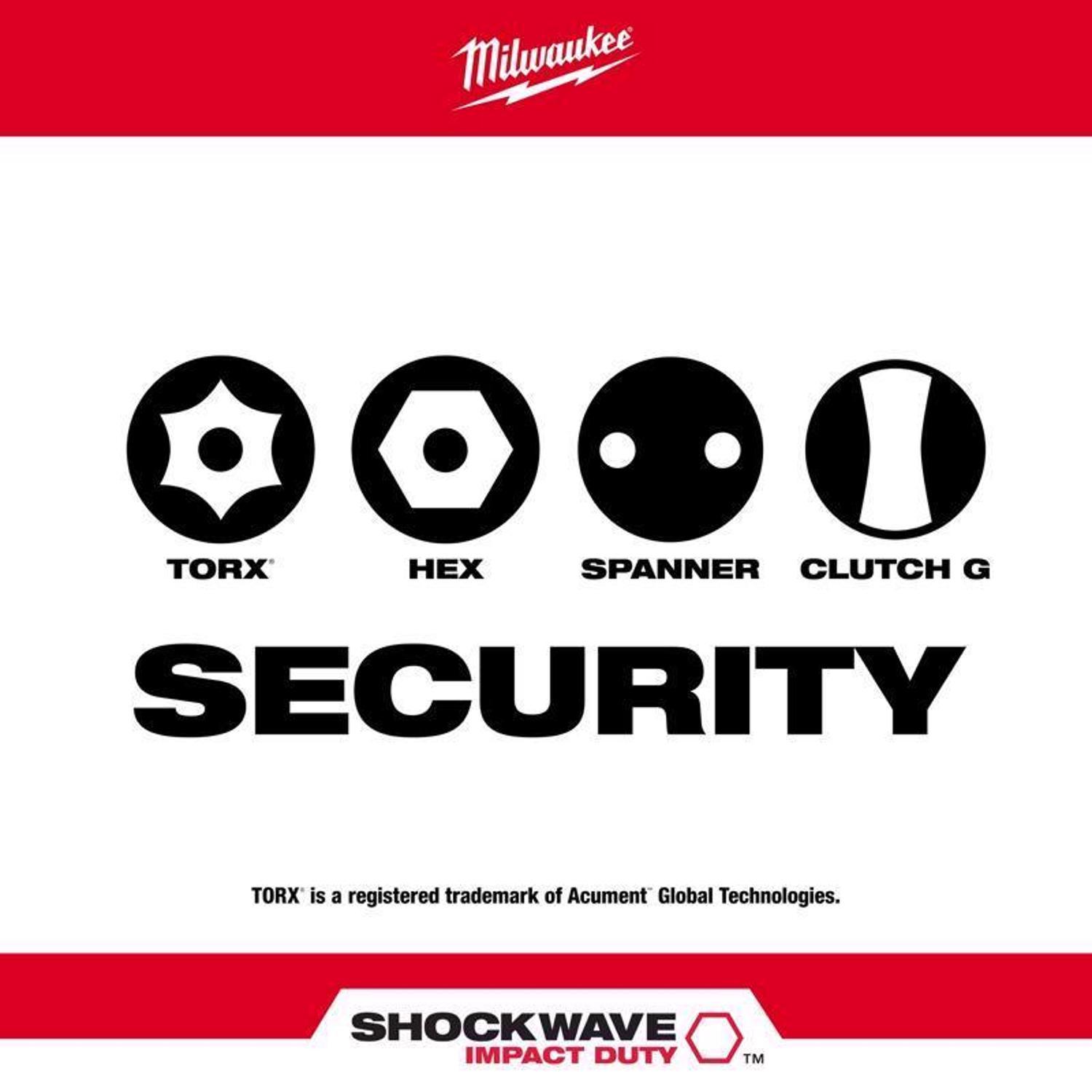 Milwaukee Shockwave Assorted 1 in. L Impact Security Insert Bit Set Steel 9 pc