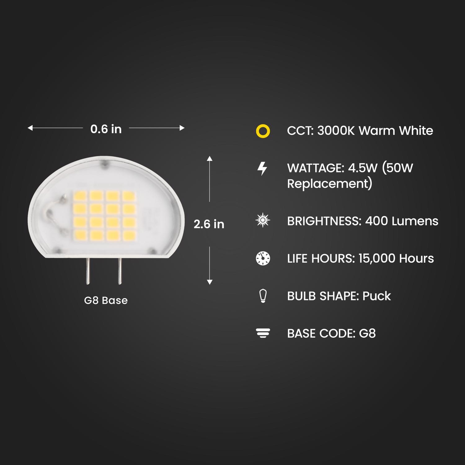 Feit Specialty G8 LED Bulb Bright White 50 Watt Equivalence 1 pk