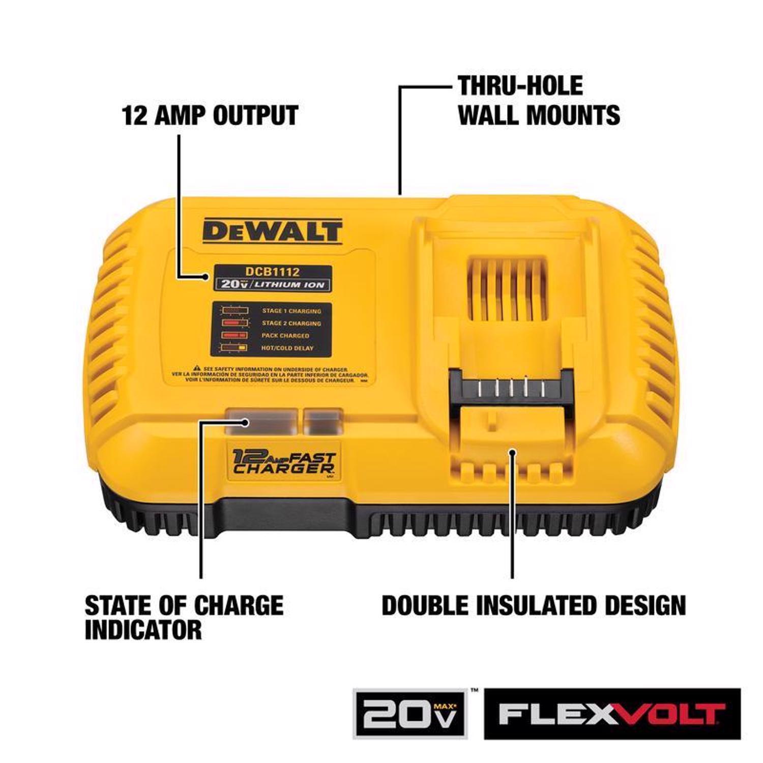 DeWalt 20V MAX DCB1112 20 V Lithium-Ion 12 Amp Battery Rapid Charger
