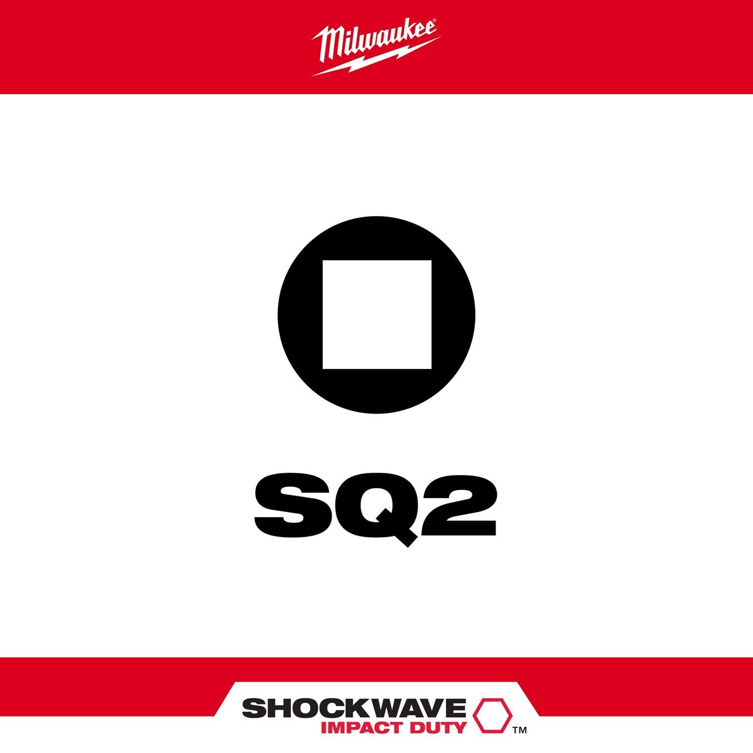 Milwaukee Shockwave Square #2 X 1 in. L Screwdriver Bit Steel 5 pk