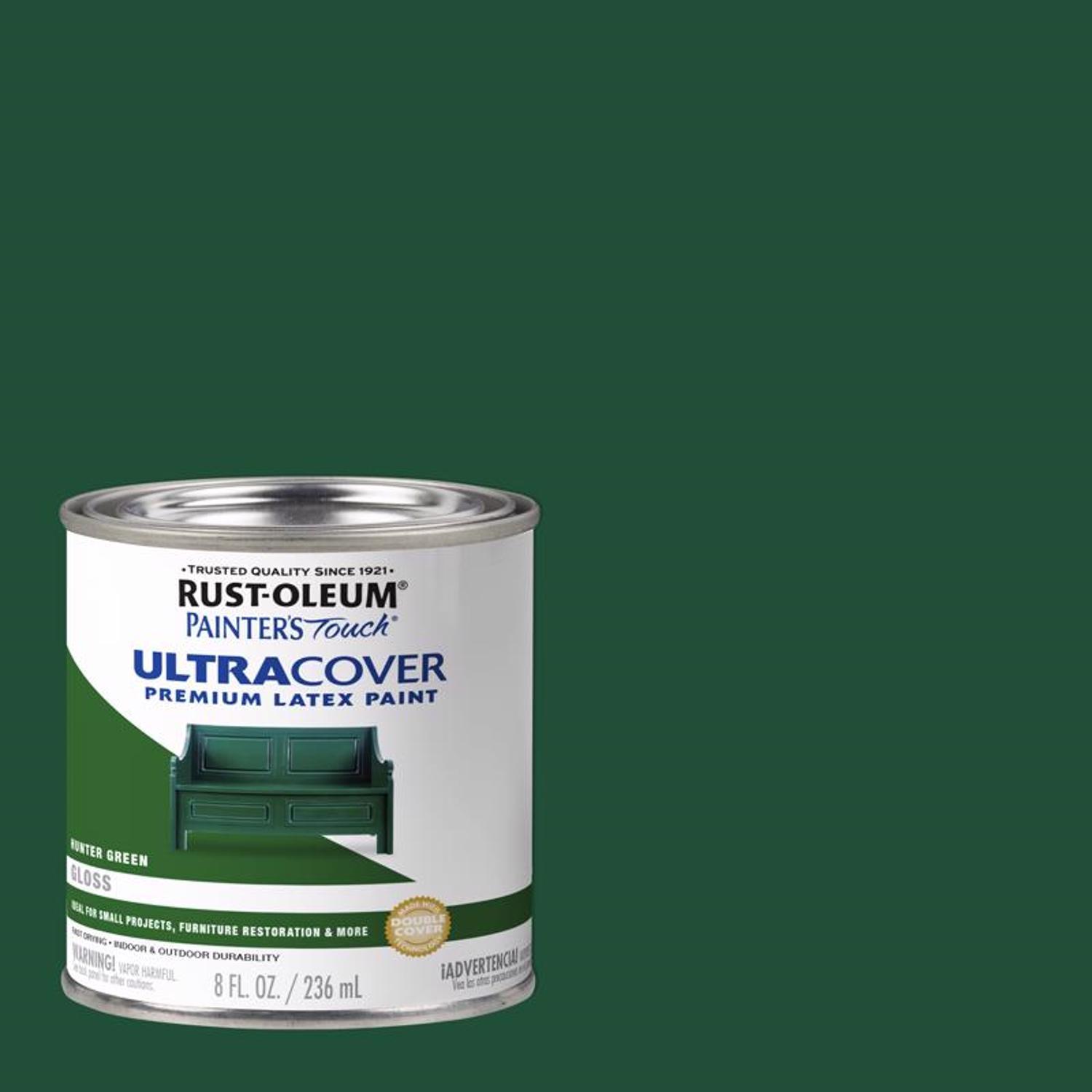 Rust-Oleum Painters Touch Ultra Cover Gloss Hunter Green Water-Based Paint Exterior and Interior 8 o