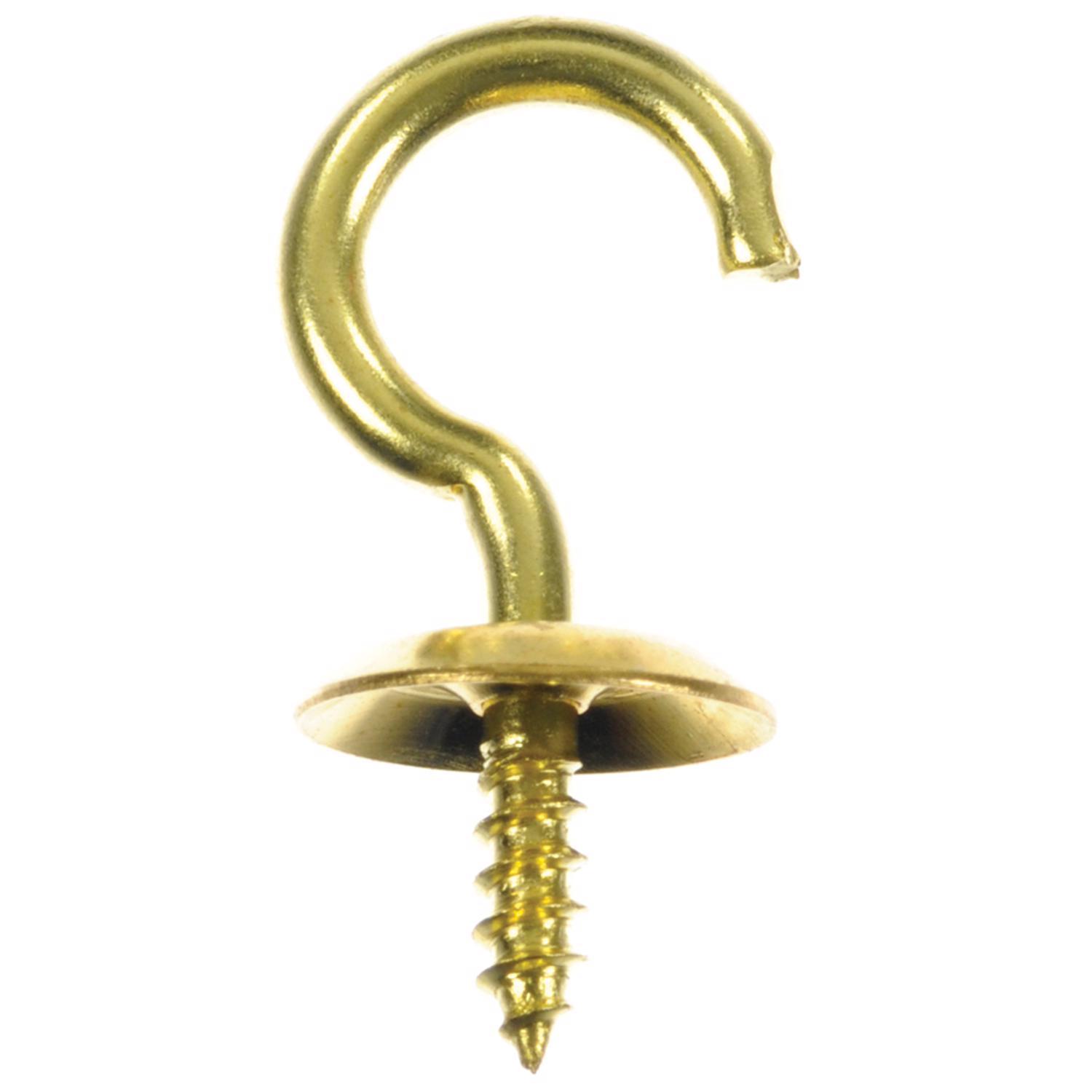 Ace Small Polished Brass Green Brass 0.875 in. L Cup Hook 8 lb 5 pk