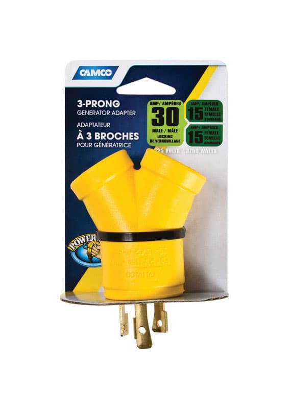 Camco 30 amps RV Generator Outlet Adapter 3 Prong 1 pk