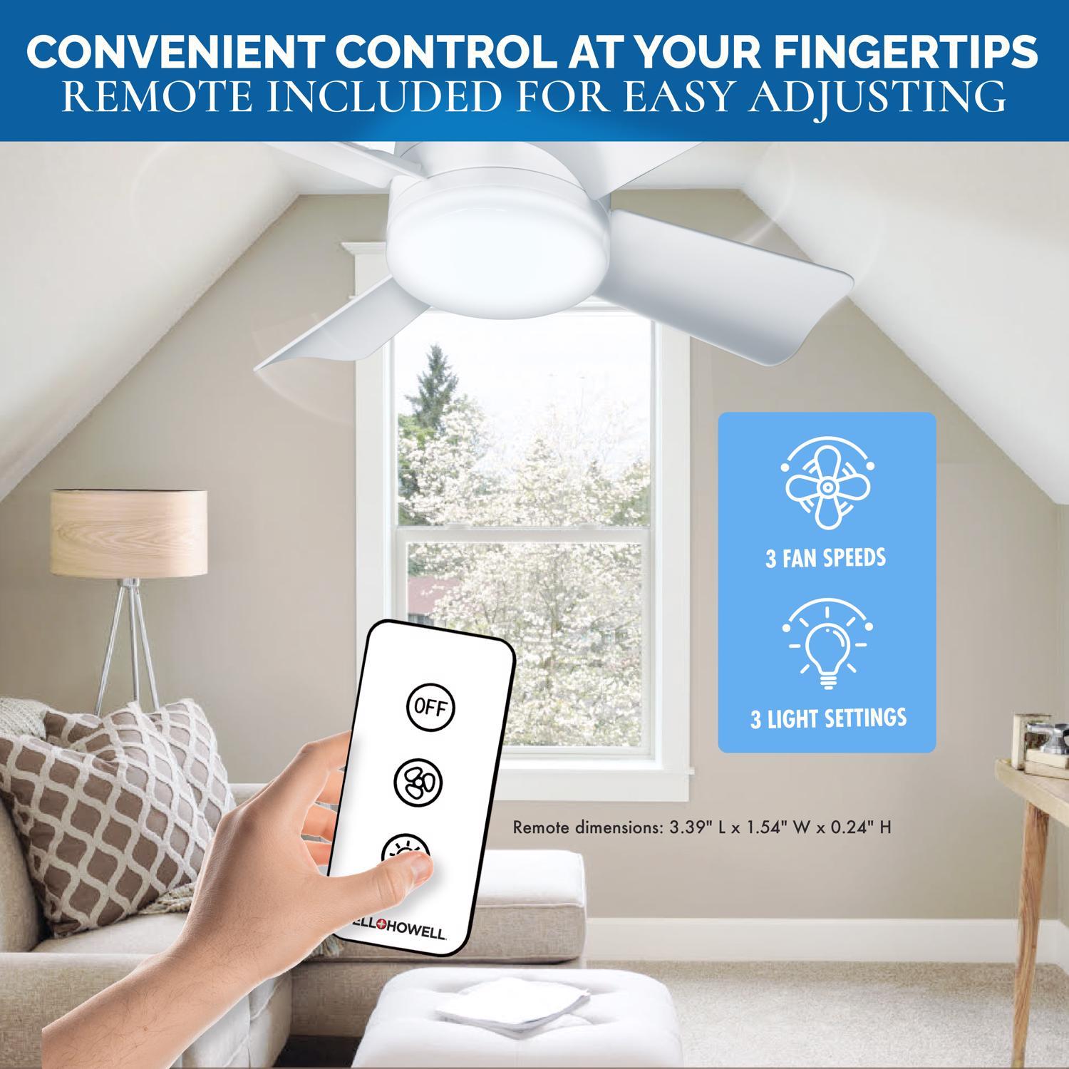 Bell & Howell 15 in. Matte White LED Indoor Socket Fanlight