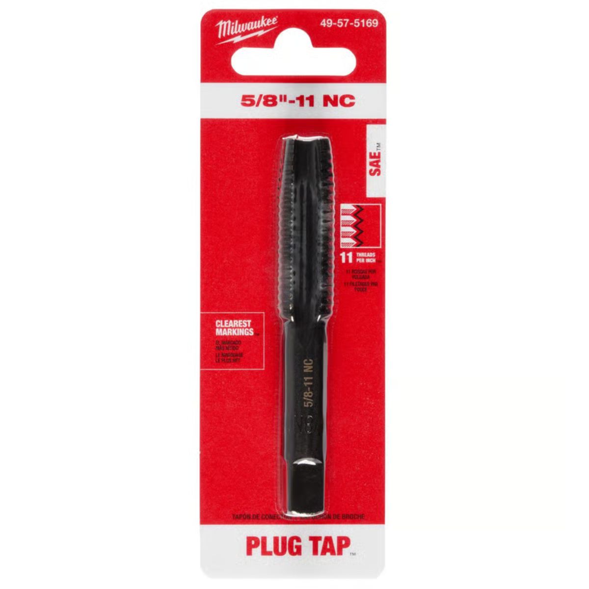 Milwaukee SAE 5/8-11 NC Straight Flute Plug Tap