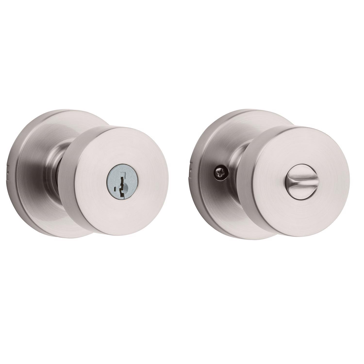 Kwikset SmartKey Pismo Satin Nickel Entry Door Knob KW1 1-3/4 in.